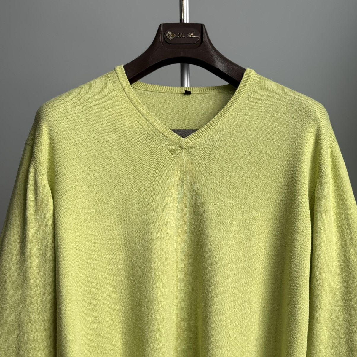 Loro Piana Loro Piana Lime Green Cotton V-Neck Sweater Size 50 Size US M / EU 48-50 / 2 - 3 Thumbnail
