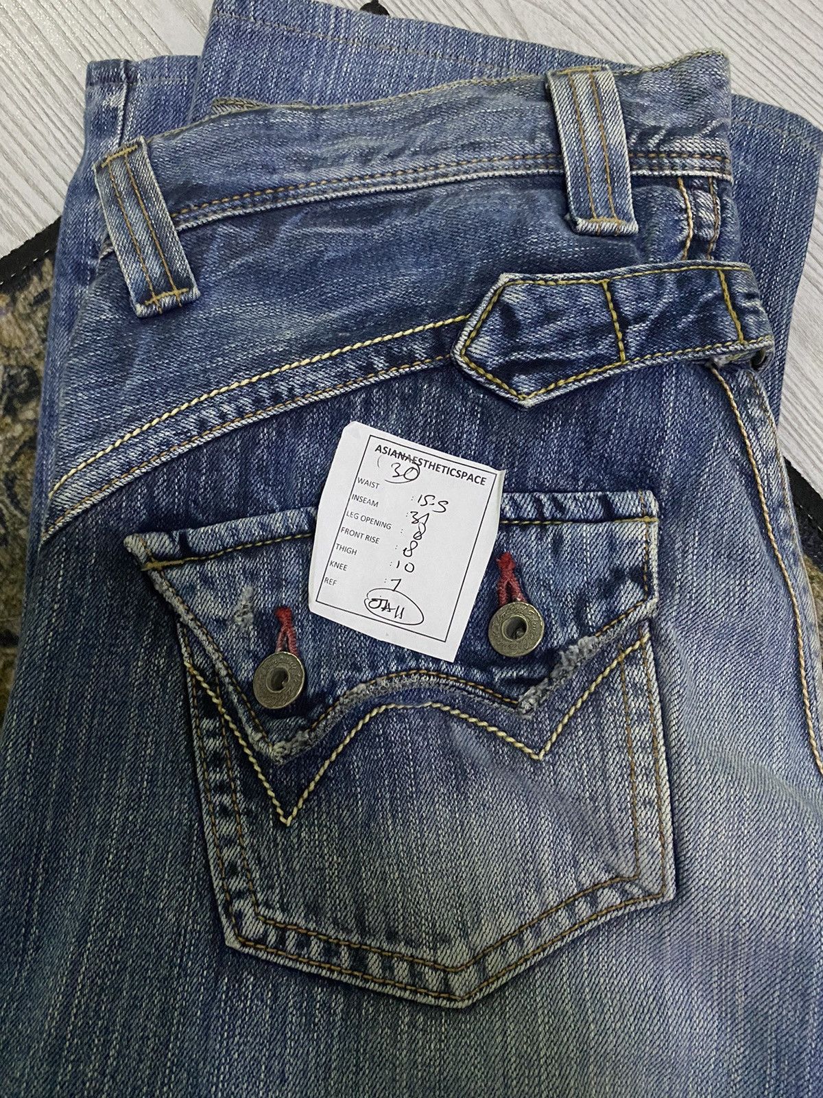 If Six Was Nine × Japanese Brand × Tornado Mart Vintage Edwin Engineer Distressed Light Wash Buckle Button Size US 30 / EU 46 - 16 Thumbnail
