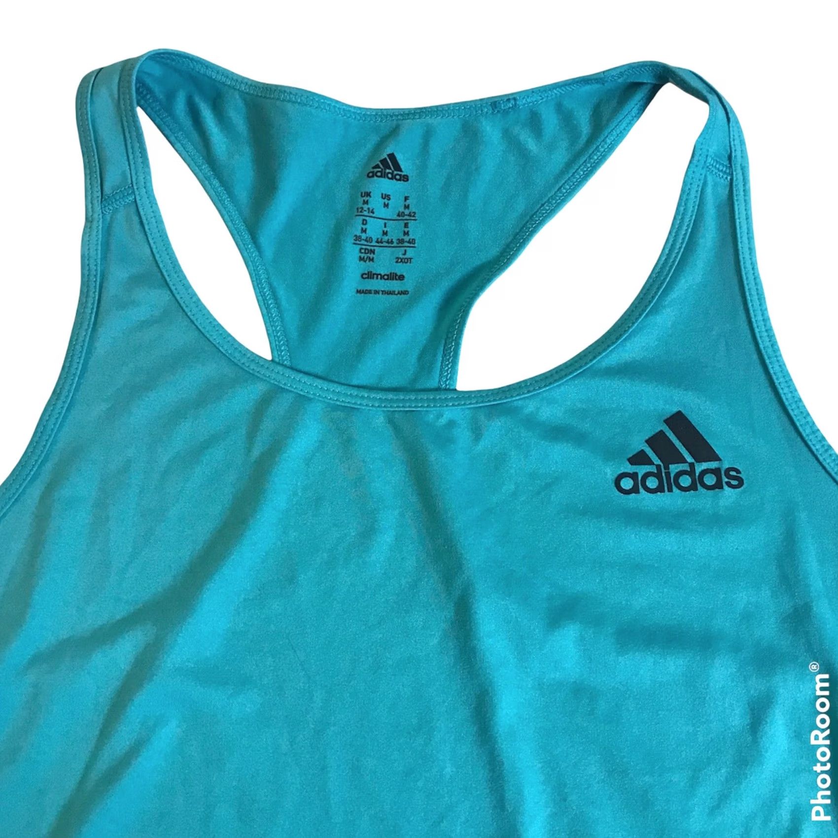 Adidas Adidas Womens Medium Tank Top Turquoise Lite Climalite Racerback Yoga Tennis Size M / US 6-8 / IT 42-44 - 3 Thumbnail
