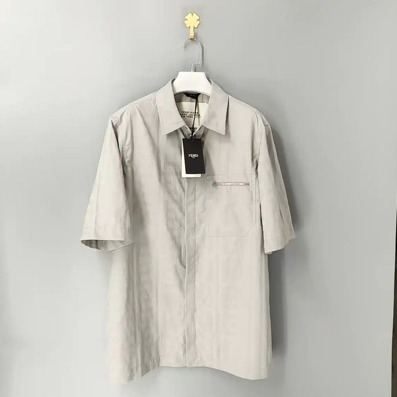 Fendi Fendi Gray Short-Sleeve Men's Shirt 0089 Size US S / EU 44-46 / 1 - 1 Thumbnail