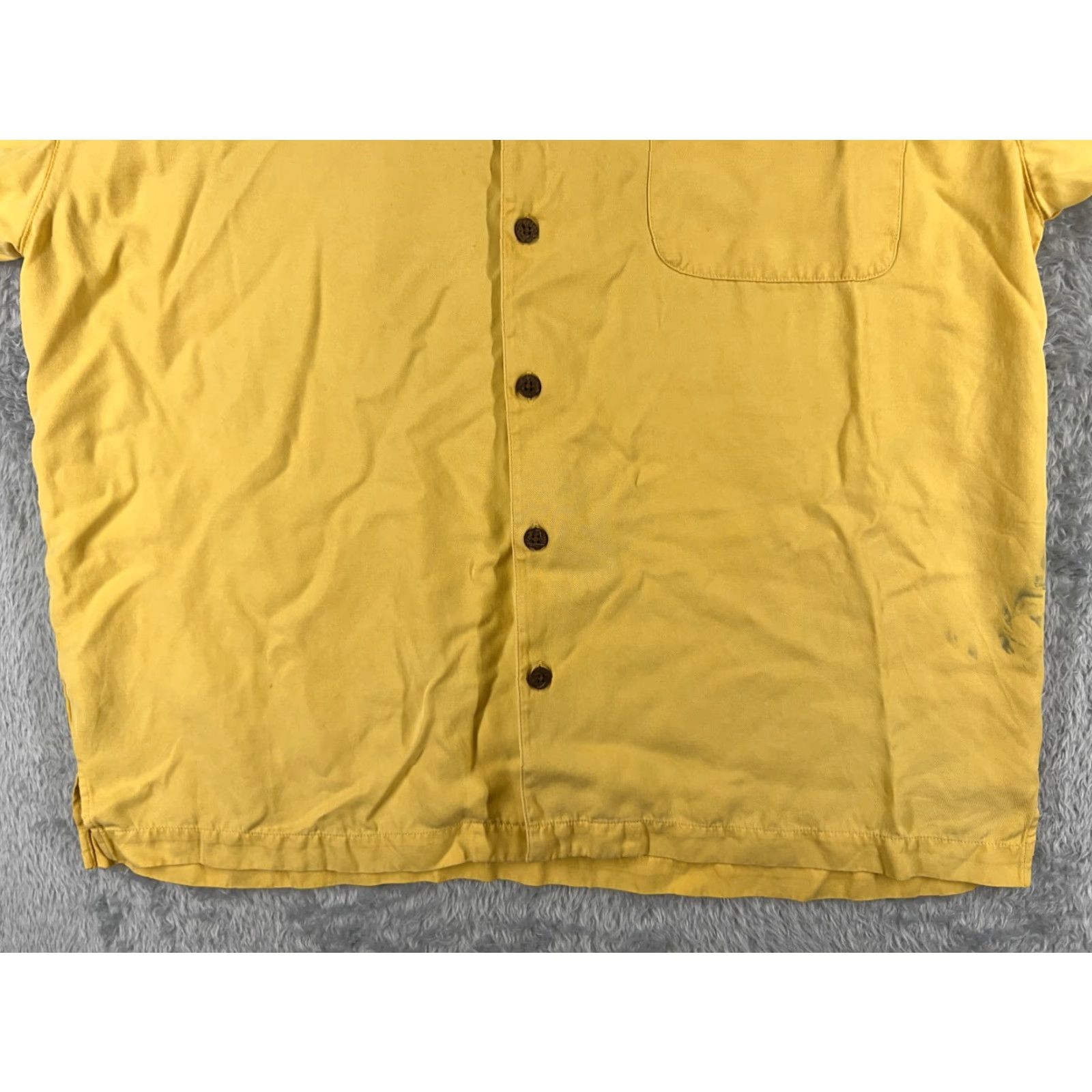 Tommy Bahama VINTAGE? No— Tommy Bahama Shirt Men XL Yellow Solid Button-Up Hawaiian Pocket Silk Button-Front Casual Aloha Beach Vacation Resort - Mens Size US XL / EU 56 / 4 - 6 Thumbnail