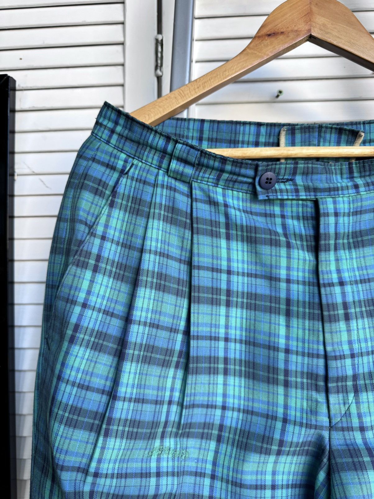 Adidas Vintage Adidas Western Germany Tartan Plaid Pleated Pants Size US 33 - 5 Thumbnail