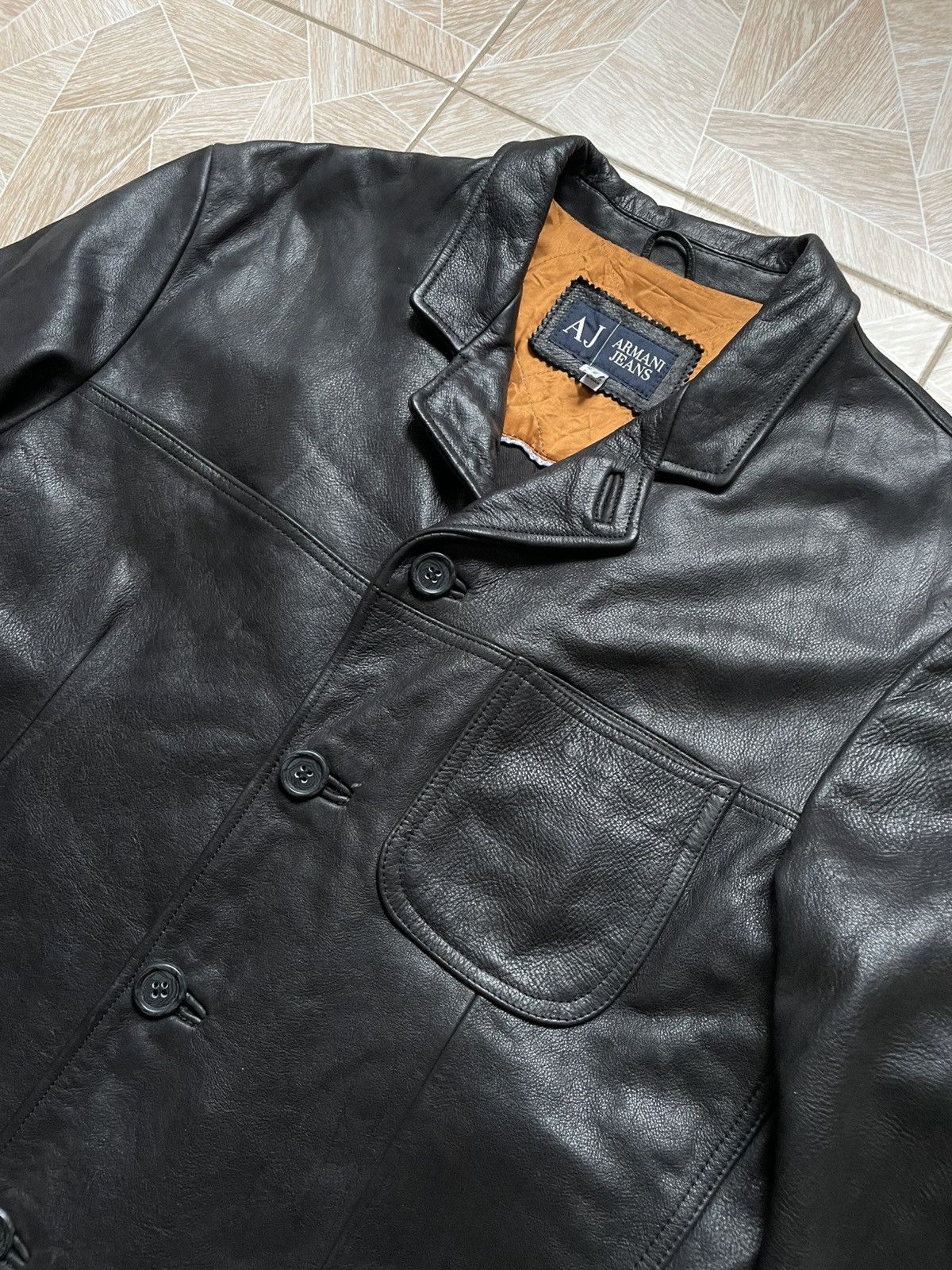 Armani × Vintage Vintage Armani Jeans Simin T Quilted Genuine Leather Jacket Size US L / EU 52-54 / 3 - 4 Thumbnail