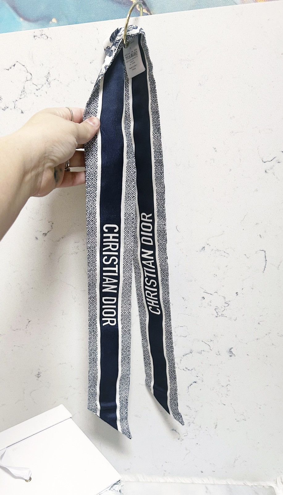 Dior Authentic Dior New Navy & Ivory Toile Mitzah Twilly / Scarf Size ONE SIZE - 6 Thumbnail