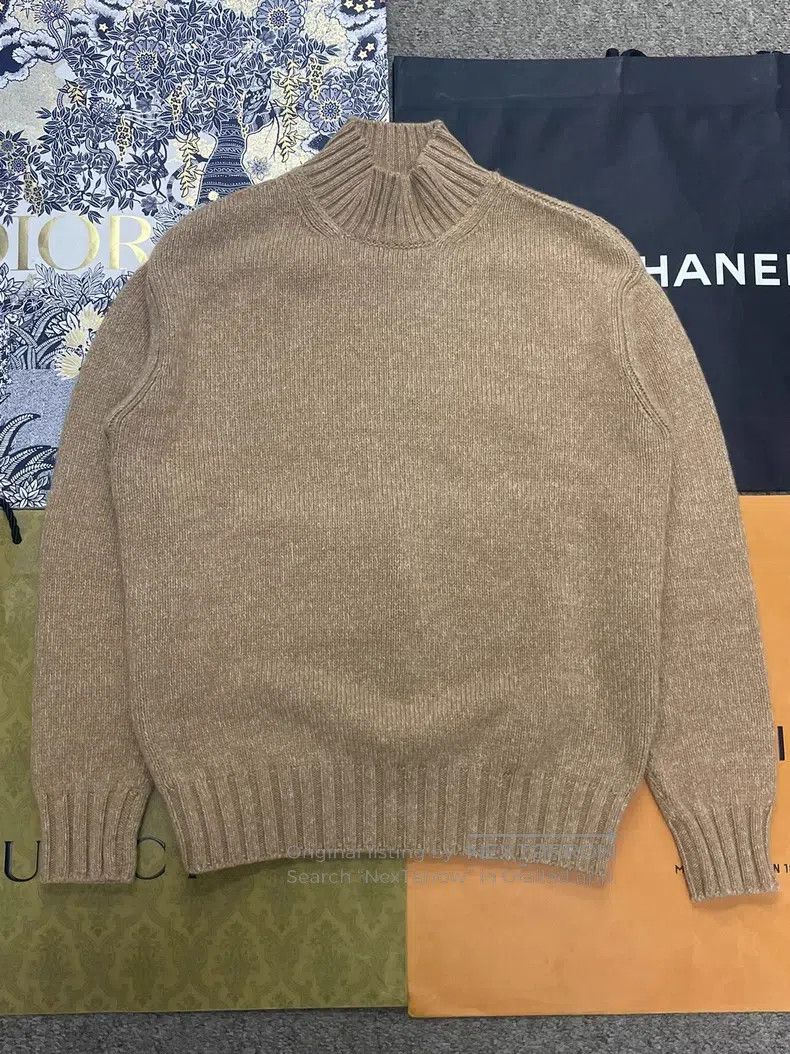 Loro Piana Loro Piana Khaki Classic High Neck Cashmere Sweater Size US M / EU 48-50 / 2 - 1 Thumbnail