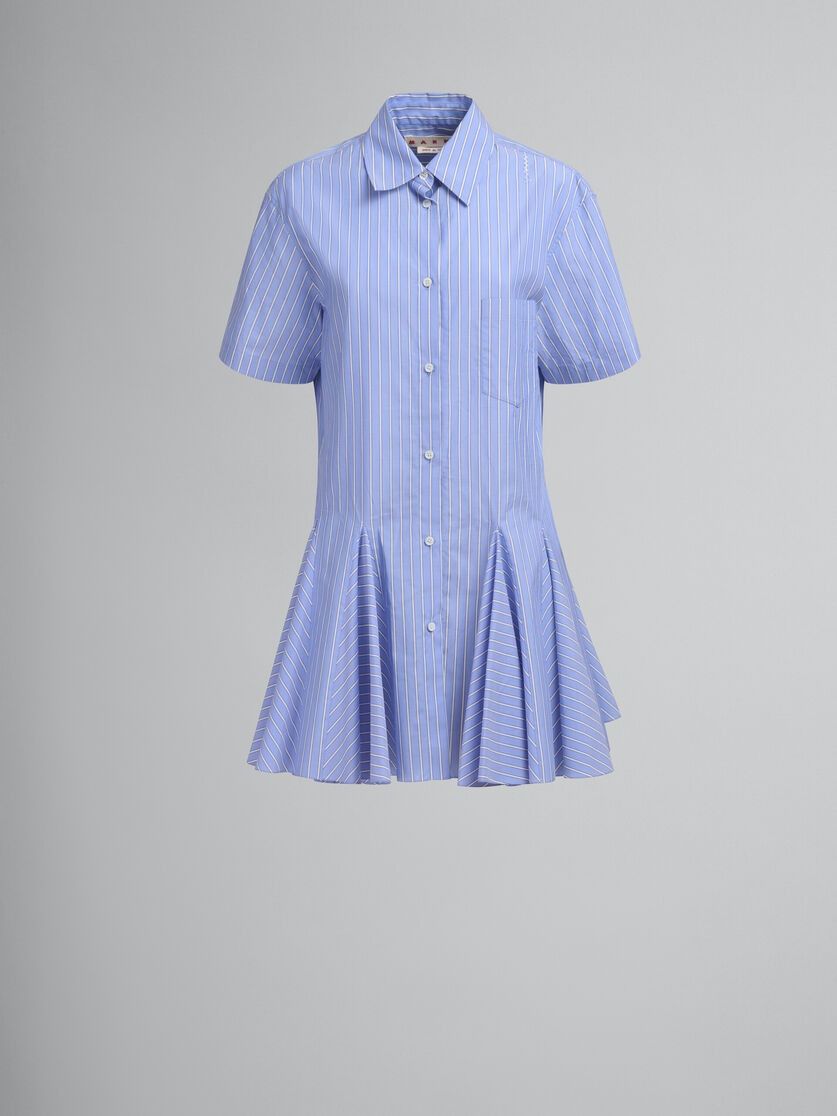 Marni o1f1d3z0326 Poplin Striped Shirt Mini Dress in Blue Size L / US 10 / IT 46 - 1 Thumbnail