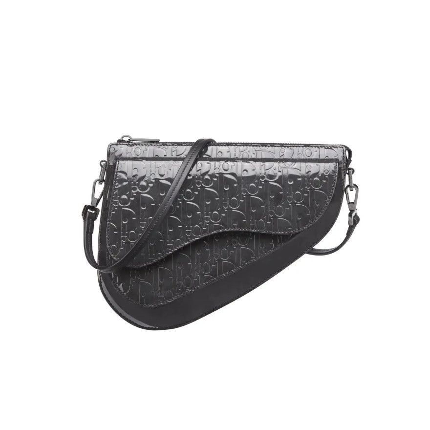 Christian Dior Oblique Embossed Calfskin Saddle Boxy Pouch
