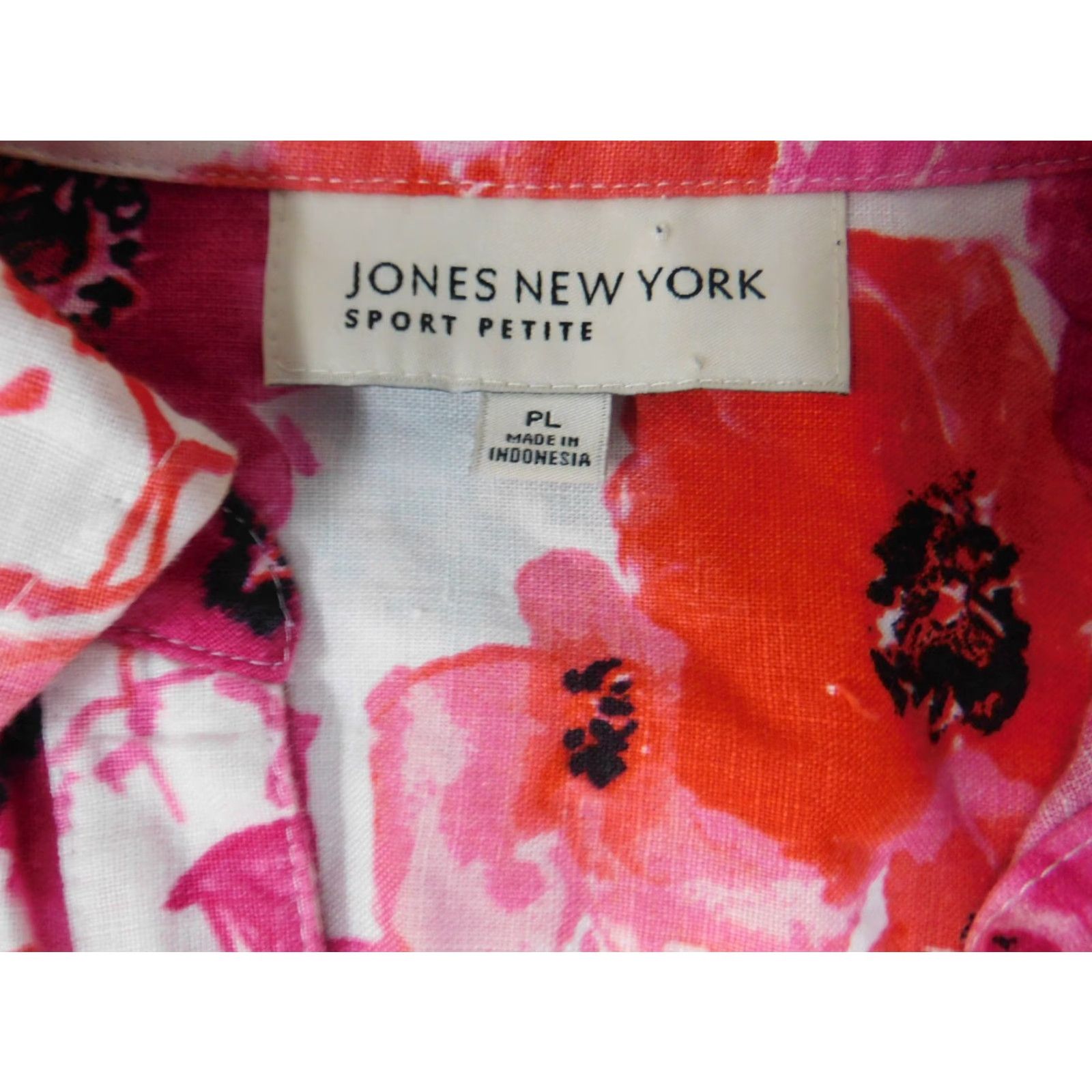Jones New York Jones New York Womens Blouse Button-Up Petites Pink Floral Casual Cap Sleeve 3/4 Sleeve Womens Size L / US 10 / IT 46 - 4 Thumbnail