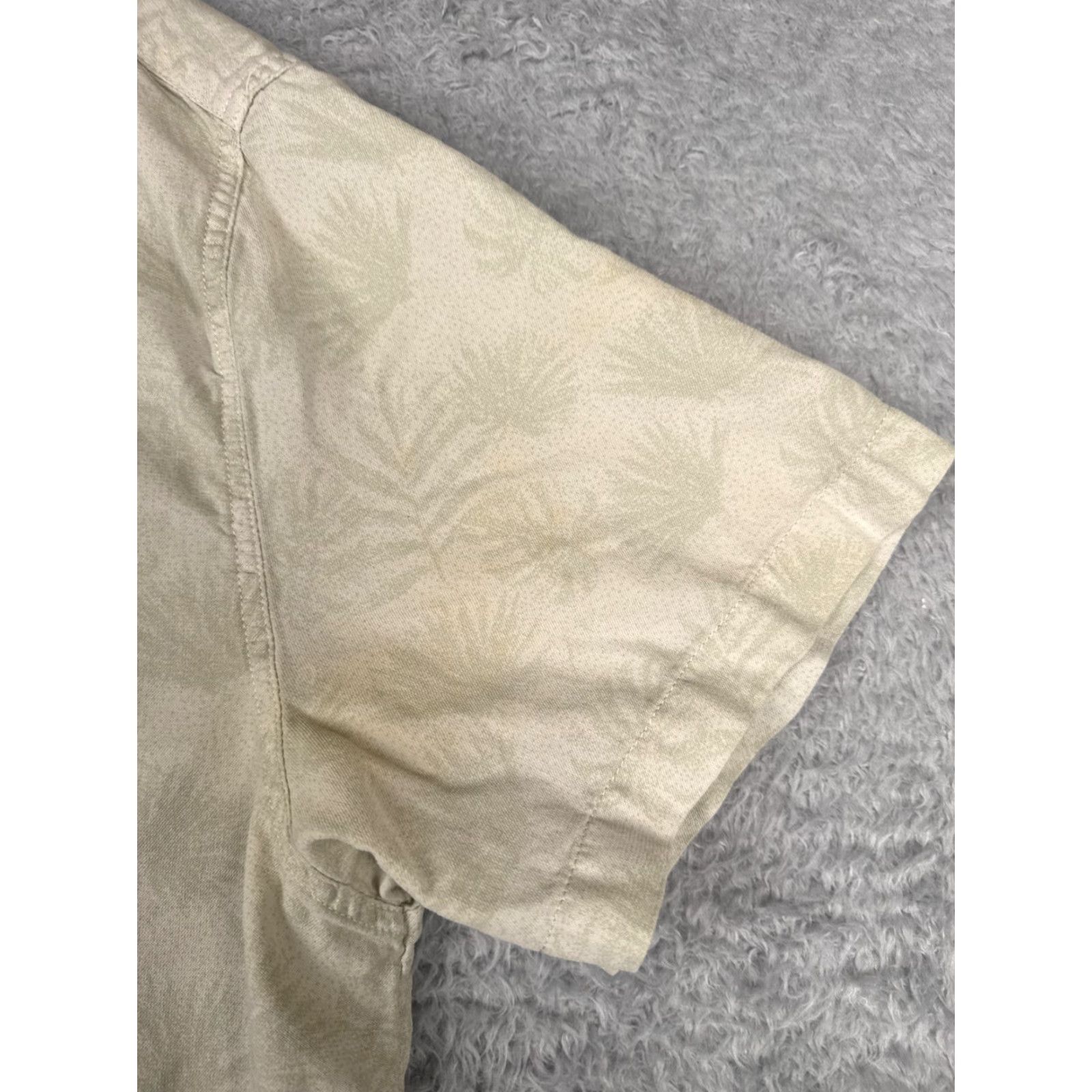 Nat Nast Nat Nast Mens Button-Up Hawaiian Shirt XL Beige Silk Cotton Blend Floral Palm Leaf Printed Hawaiian Adults Mens Size US XL / EU 56 / 4 - 6 Thumbnail