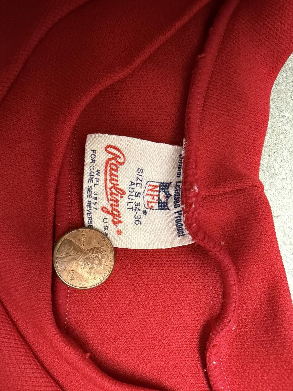 NFL Vintage 70s Rawlings NFL Red Jersey Size ONE SIZE - 2 Thumbnail