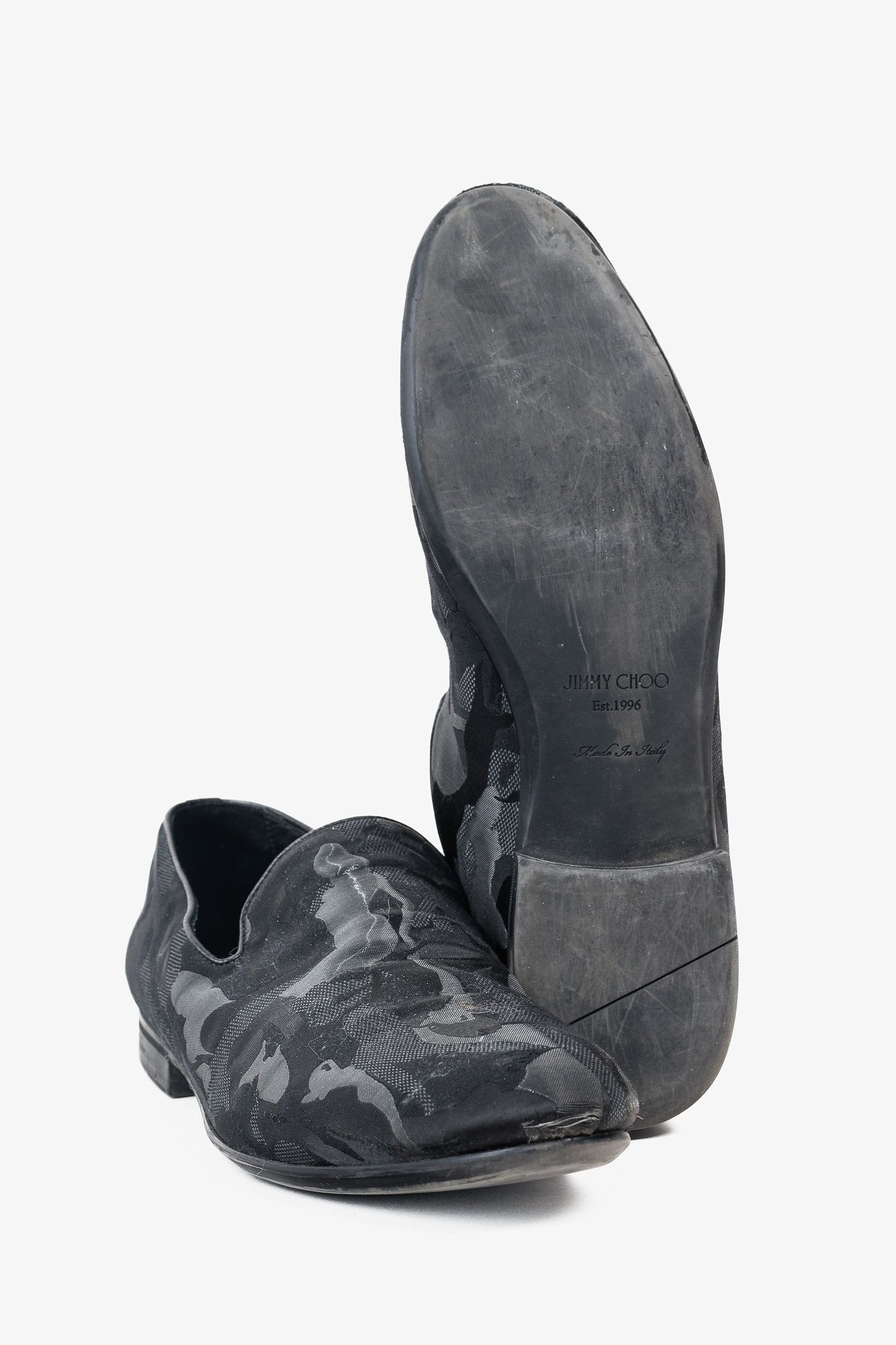Jimmy Choo Jimmy Choo Sloane Black Camouflage Textile Loafers Size US 12.5 / EU 45-46 - 4 Thumbnail