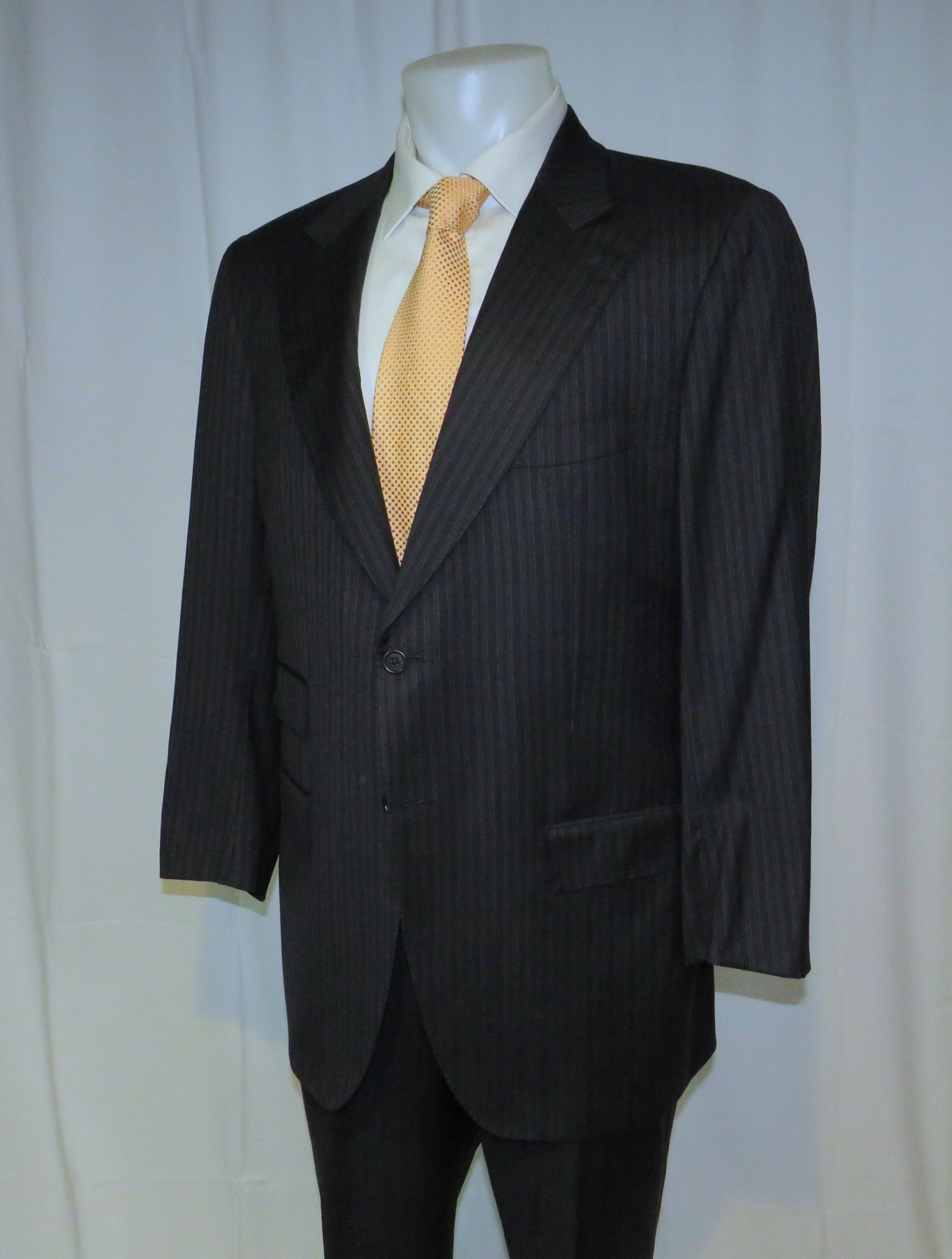 Bergdorf Goodman × Kiton Custom Made Super 200 Blue Striped Two Button Suit 43R Size 42R - 8 Thumbnail