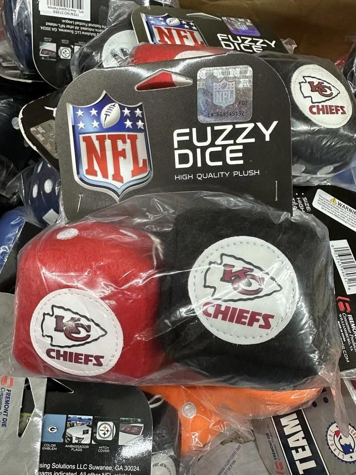 Designer Kansas City Chiefs Fuzzy Dice New Size ONE SIZE - 2 Thumbnail