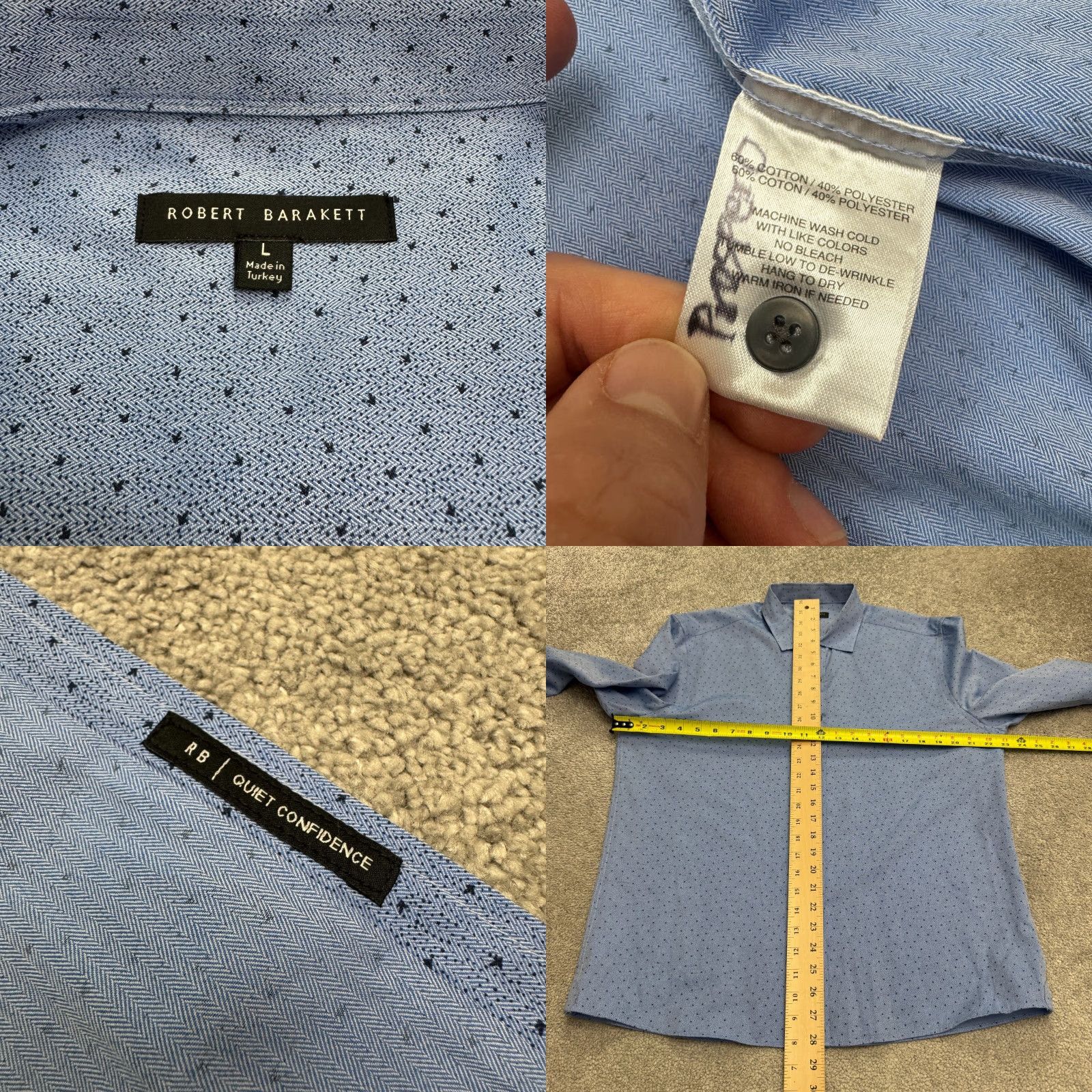 Vintage Robert Barakett Blue Polka Dot Button-Up Shirt Mens Large Casual Work Size US L / EU 52-54 / 3 - 8 Thumbnail