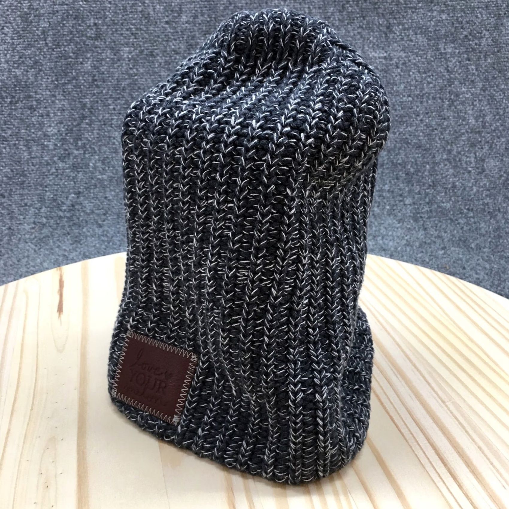 Vintage Love Your Melon Knit Beanie Hat Mens One Size Grey Cotton Knitted Winter Logo Size ONE SIZE - 2 Thumbnail