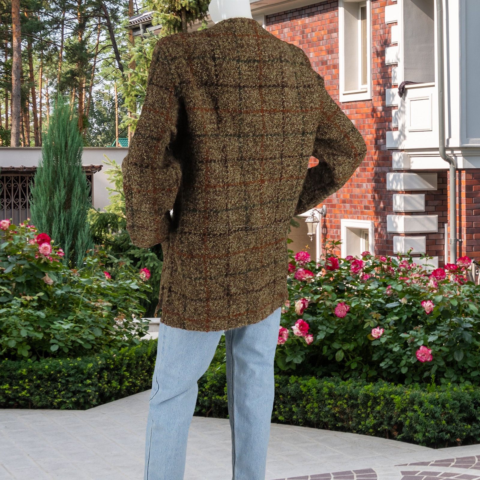 Vintage Checkered Wool Sweater Jacket Size S / US 4 / IT 40 - 4 Thumbnail