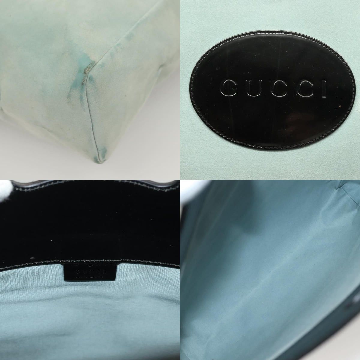 Gucci GUCCI Handbag Suede Light Blue Black 002 002 Size ONE SIZE - 11 Thumbnail