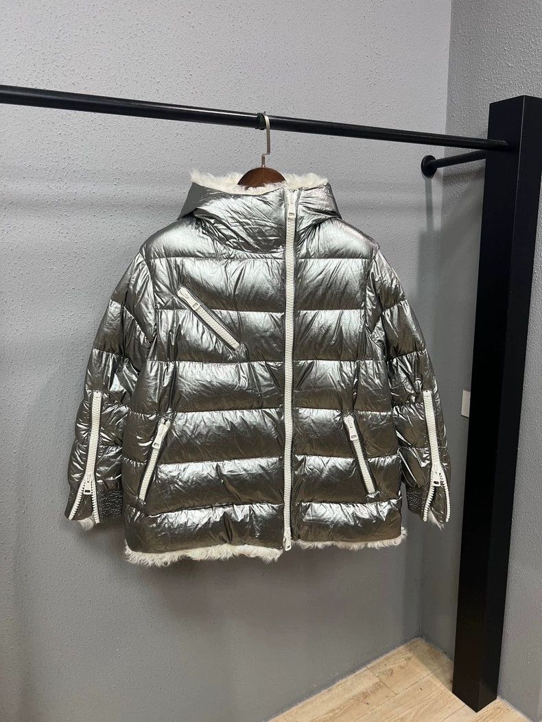 Moncler Moncler Silver Fur Trimmed Down Jacket-yf Size US M / EU 48-50 / 2 - 1 Thumbnail