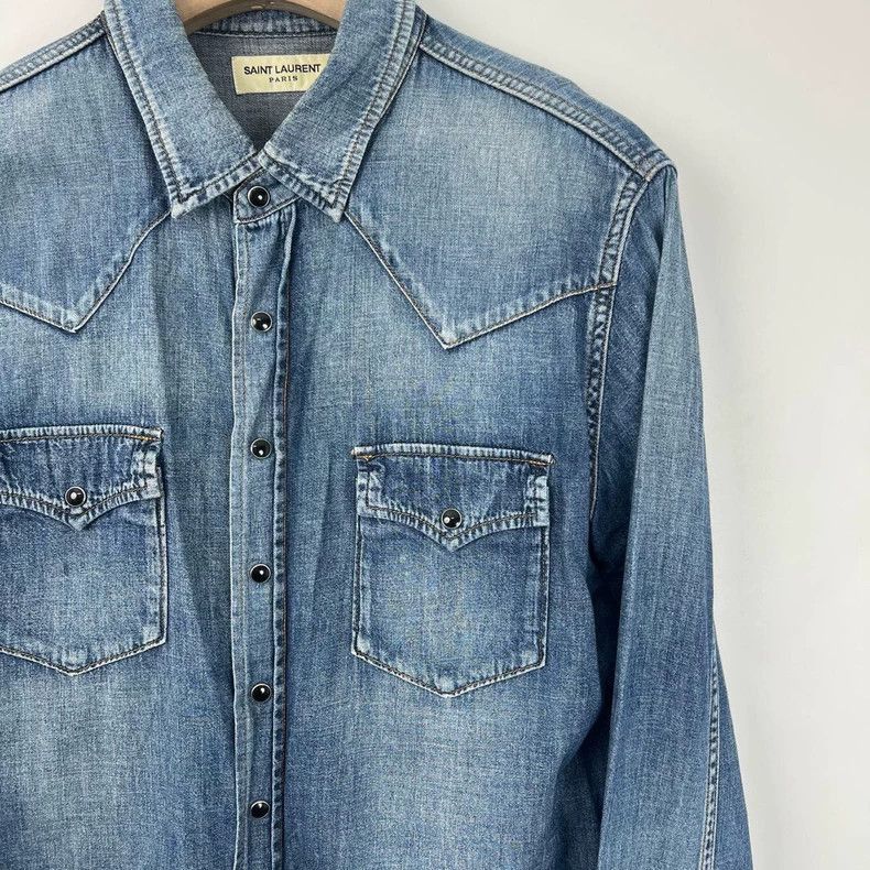 Saint Laurent Paris Saint Laurent Paris Saint Laurent Vintage Denim Shirt Size Size US S / EU 44-46 / 1 - 5 Thumbnail