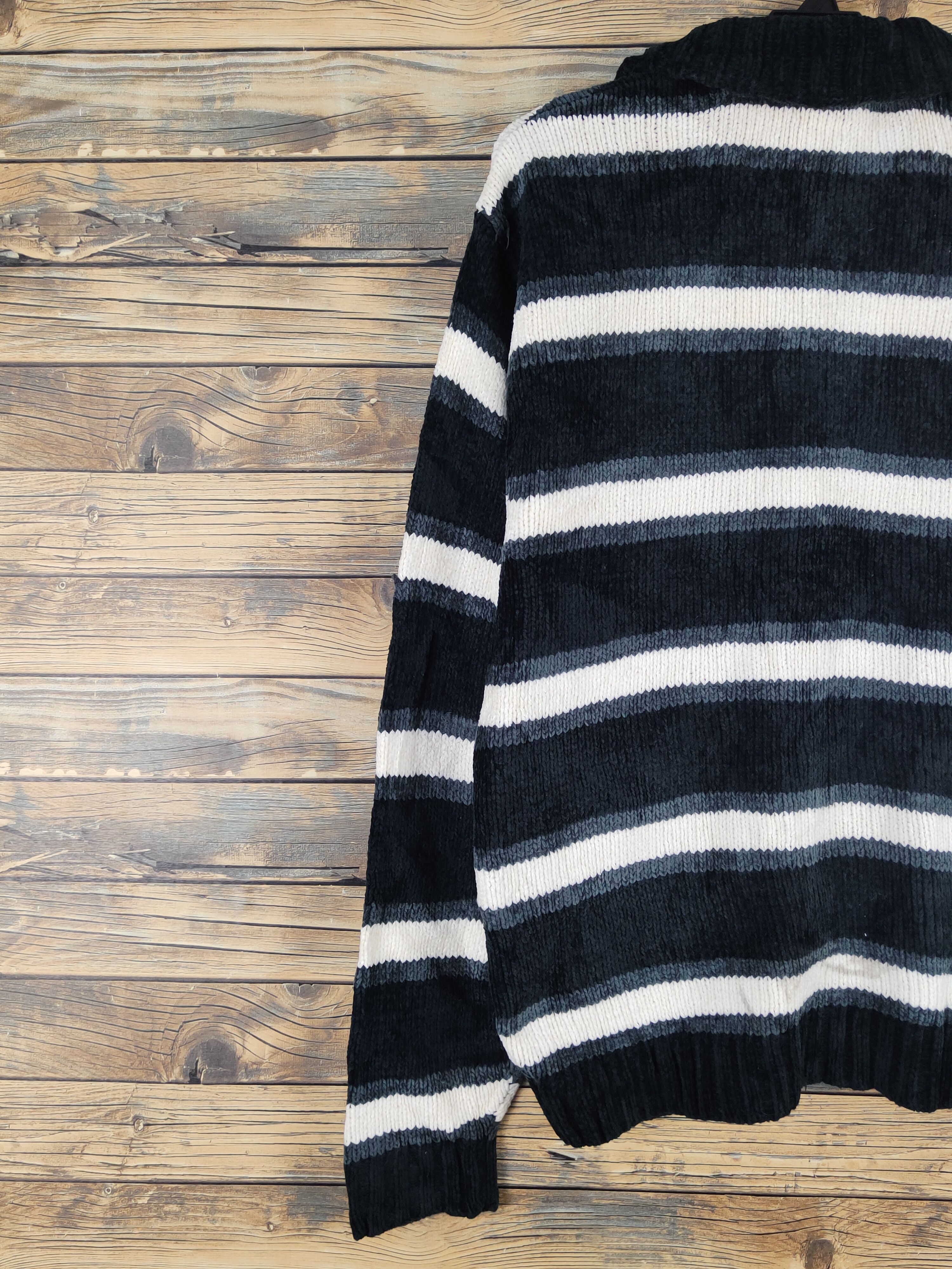 Homespun Knitwear Plus One Black White Stripe Knitwear Sweaters #W1330 Size US L / EU 52-54 / 3 - 8 Thumbnail
