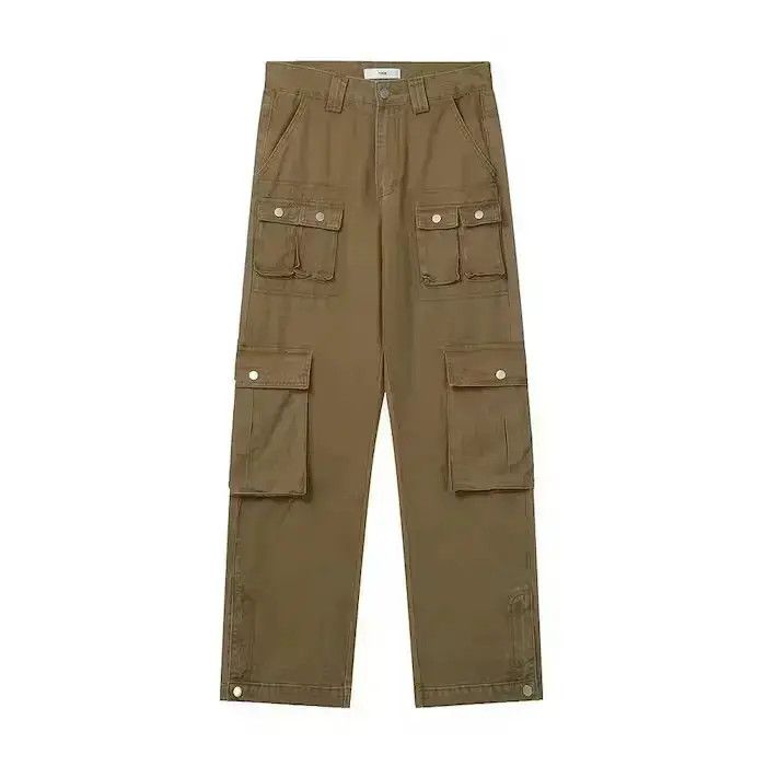 Japanese Brand Khaki Color Streetwear Y2K Straight Cargo Pant Size US 30 / EU 46 - 2 Thumbnail