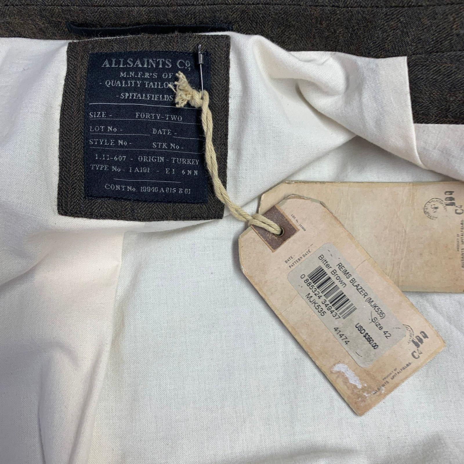 Allsaints ALLSAINTS Size 42 Brown Herringbone Wool Linen Jacket Size US XS / EU 42 / 0 - 4 Thumbnail