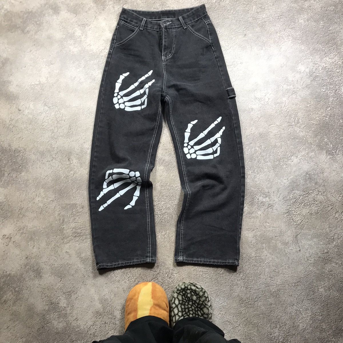 Vintage Vintage 90s Distressed Baggy Jeans Skeleton Print Skate 26 Size 26" / US 2 / IT 38 - 2 Thumbnail