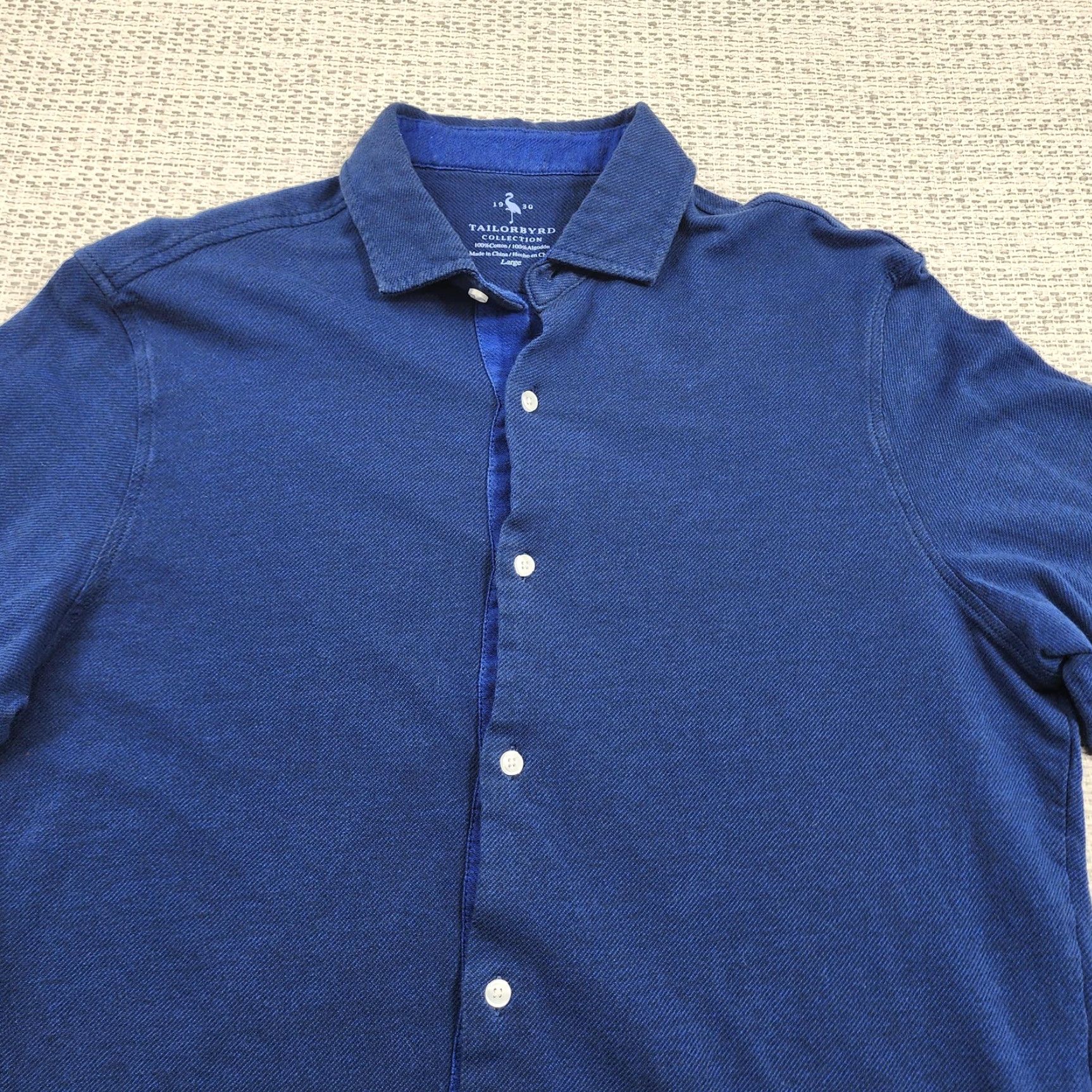 Tailorbyrd TAILORBYRD Shirt Mens Large Blue Long Sleeve Button-Up Knit Cotton Casual Size US L / EU 52-54 / 3 - 4 Thumbnail
