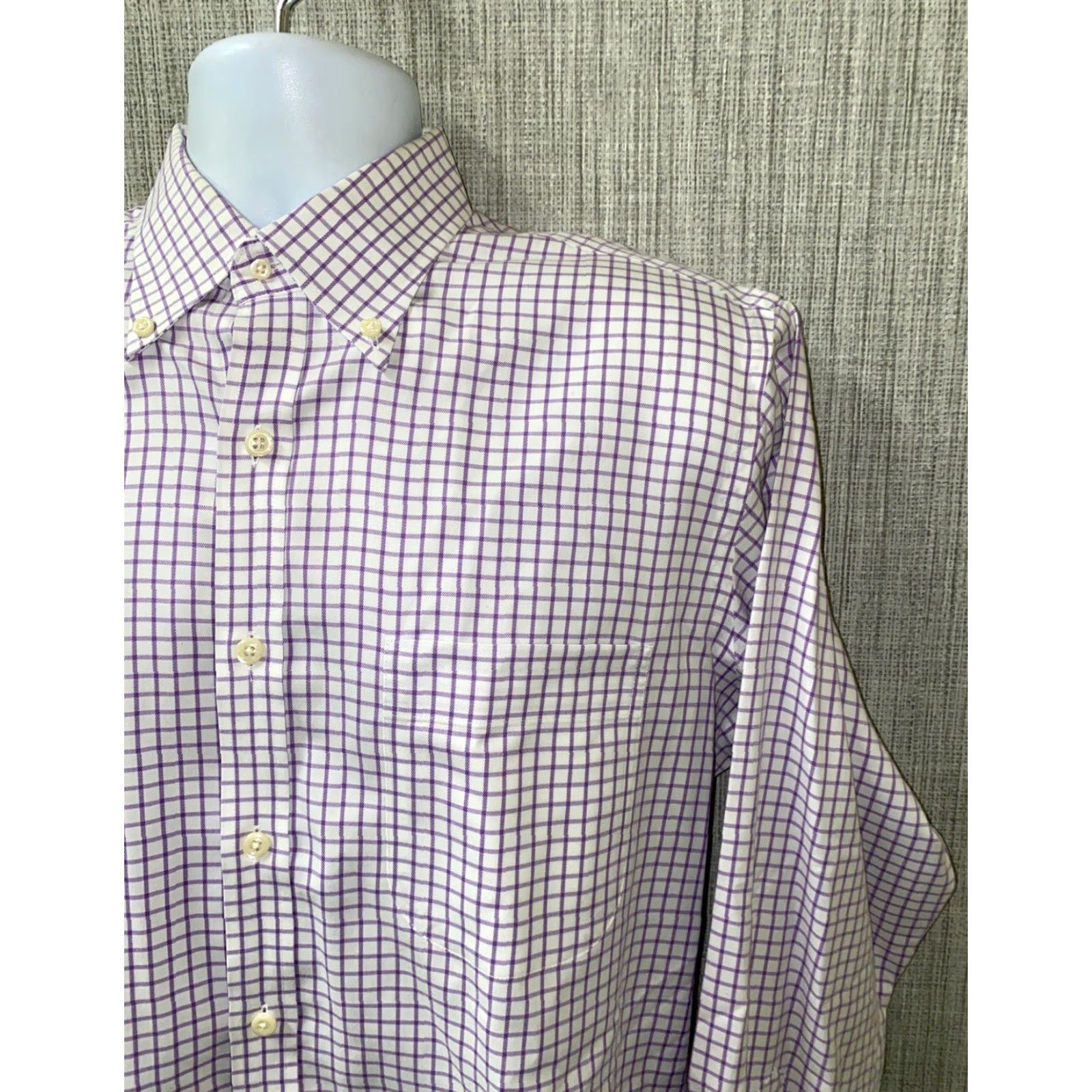 Peter Millar Peter Millar Shirt Mens Regular Button-Up Long Sleeve White Purple Checkered Size M Size US M / EU 48-50 / 2 - 3 Thumbnail