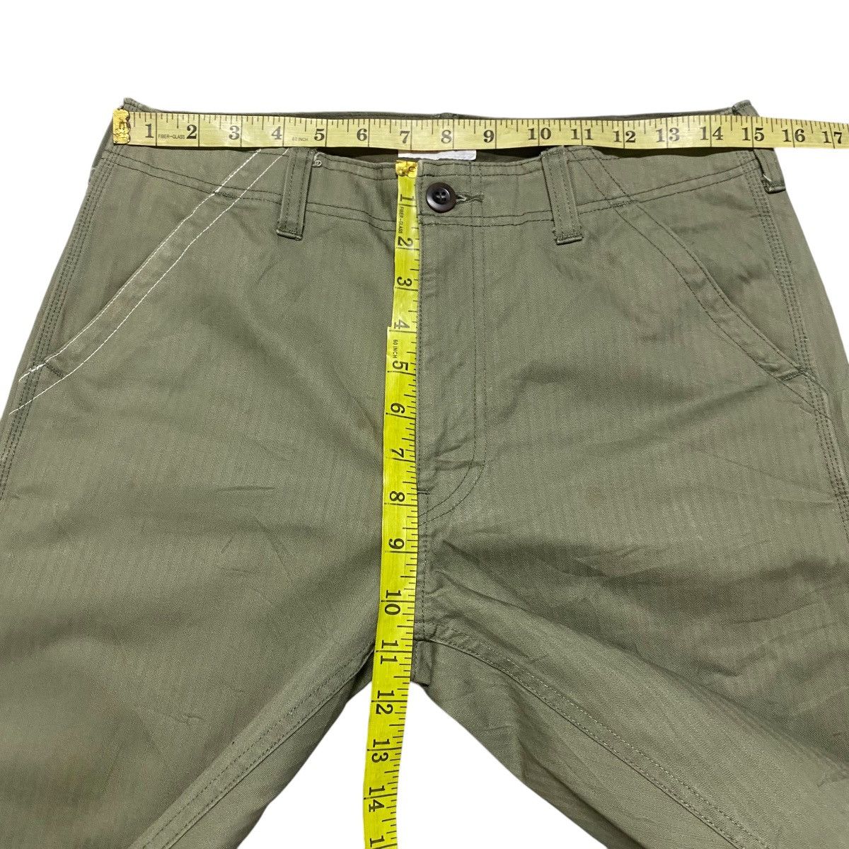 Japanese Brand BUTTON ONE'S LIP Herringbone Fatigue Pants Size US 30 / EU 46 - 17 Thumbnail
