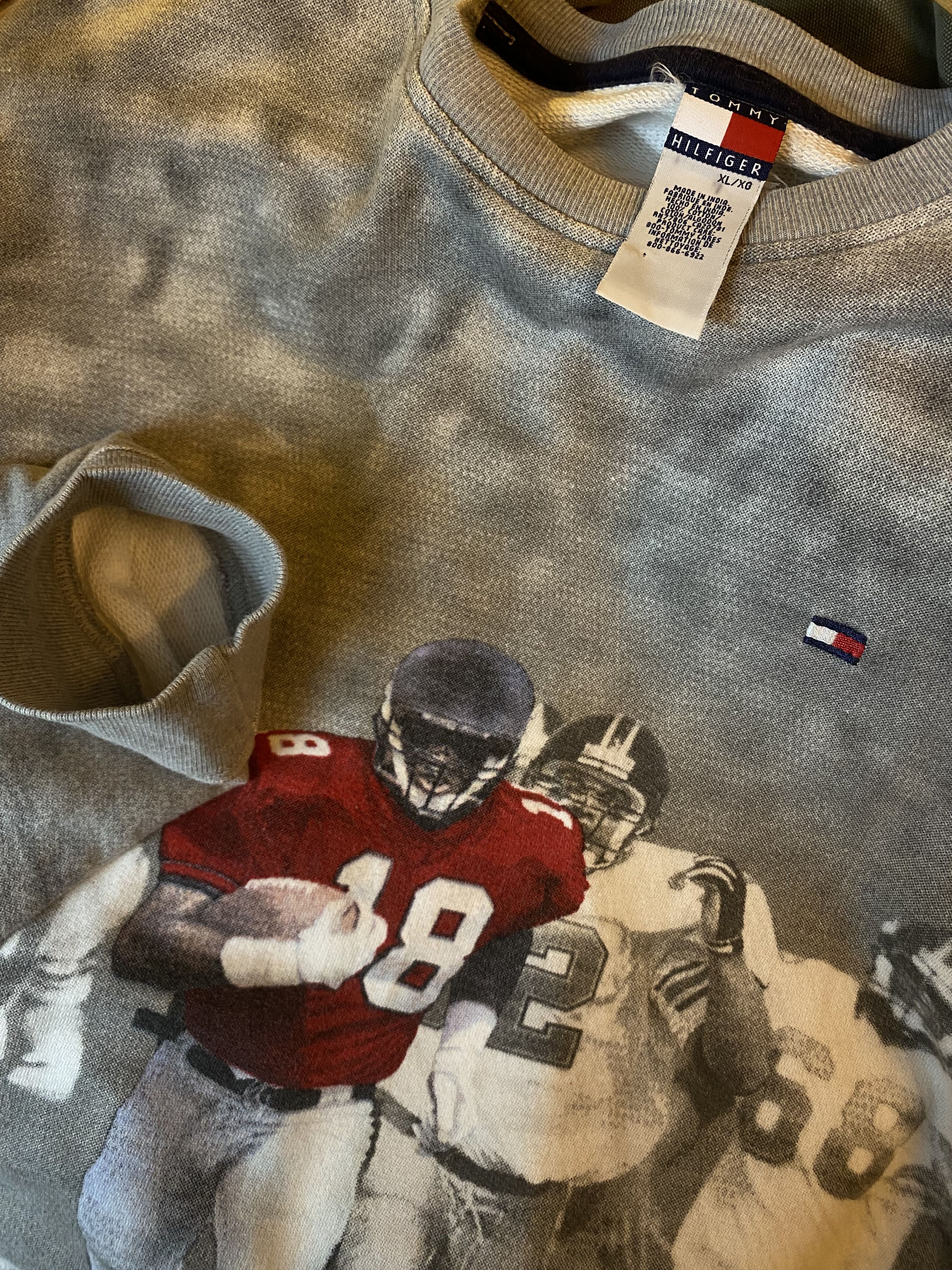 Tommy Hilfiger 90s Vintage Tommy Hilfiger NFL Number 8 AOP Sweatshirt Size US XL / EU 56 / 4 - 6 Thumbnail