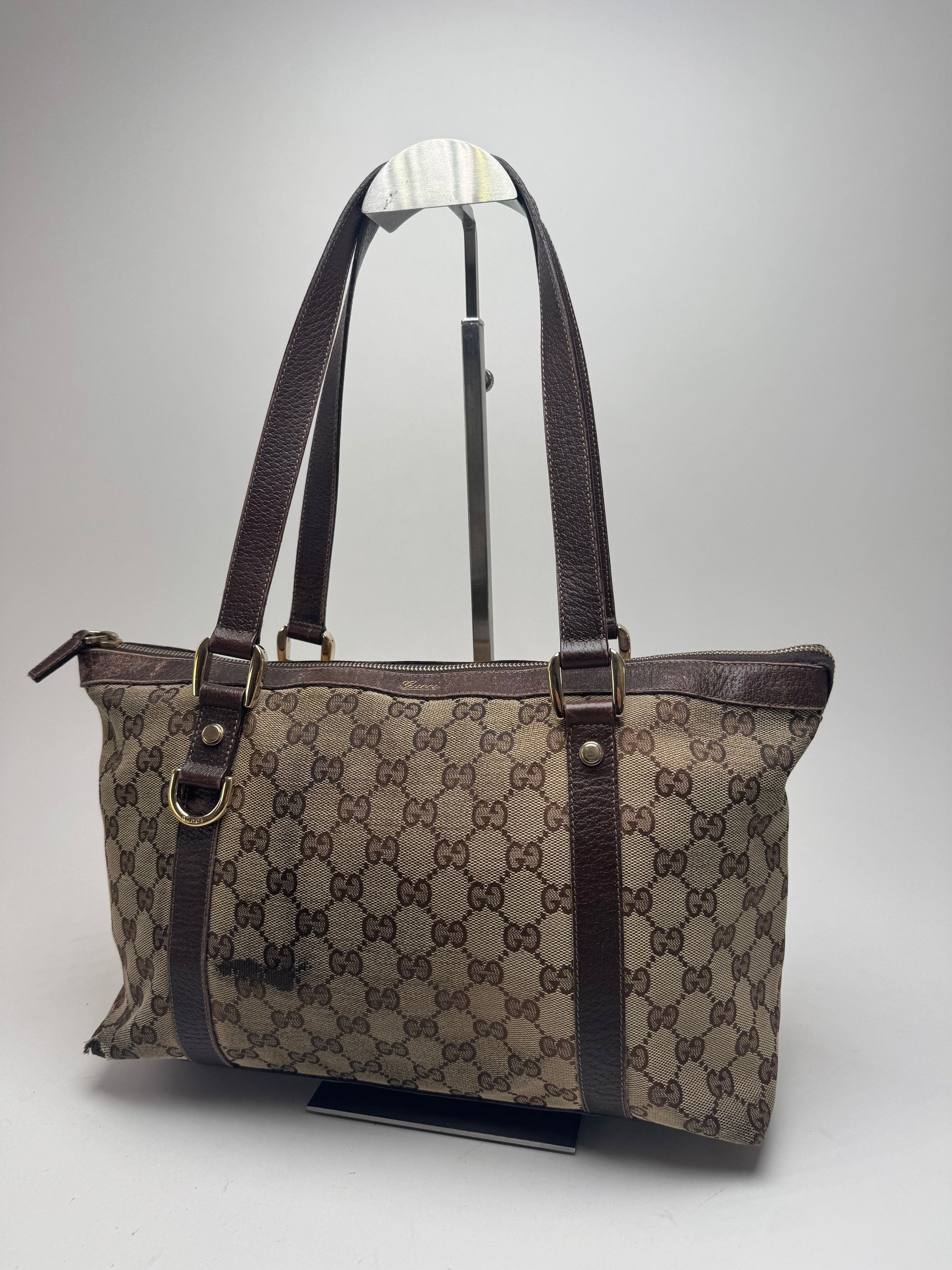 Gucci Vintage Monogram Handbag Beige Brown Size ONE SIZE - 1 Thumbnail