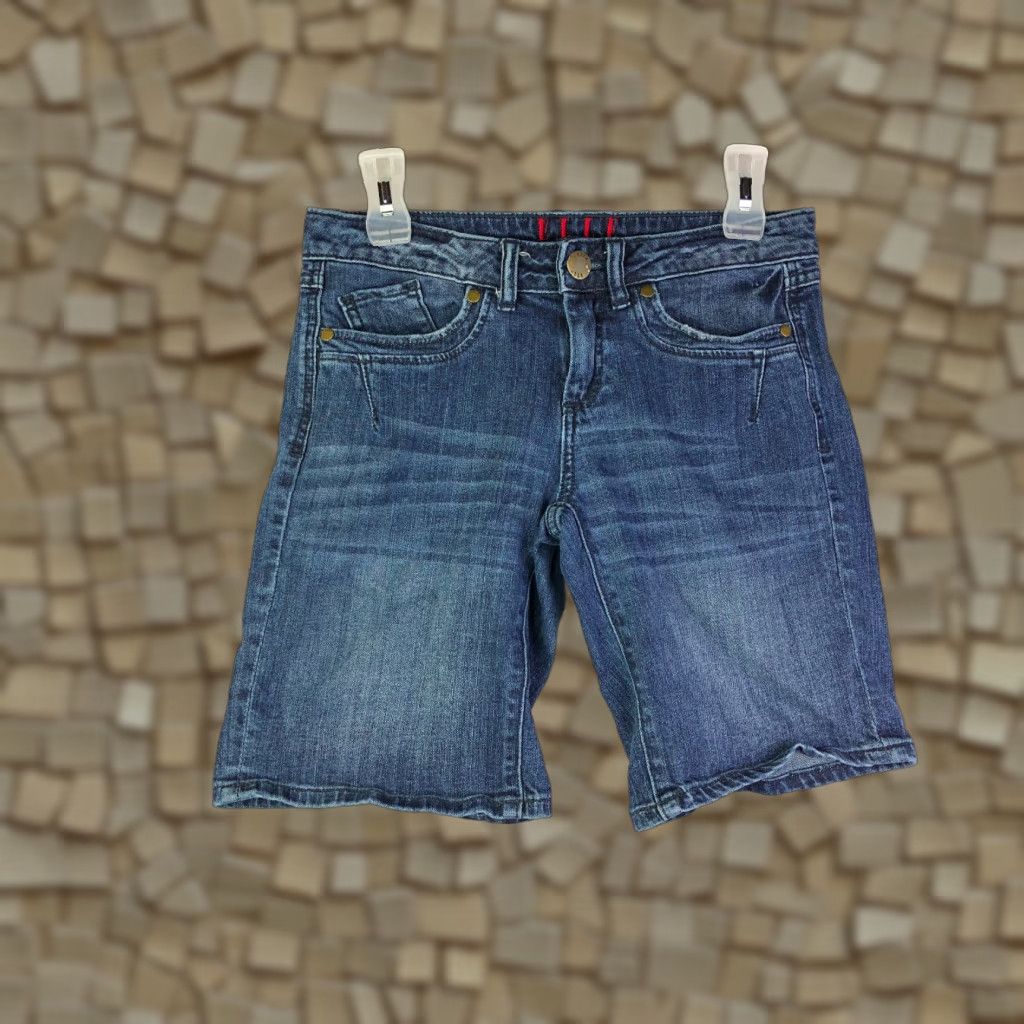 Vintage ELLE Paris Blue Jean Shorts Womens Size 2 29" Waist Measured Bottoms Regular Denim Cotton Black? No, Blue Size 29" - 1 Thumbnail
