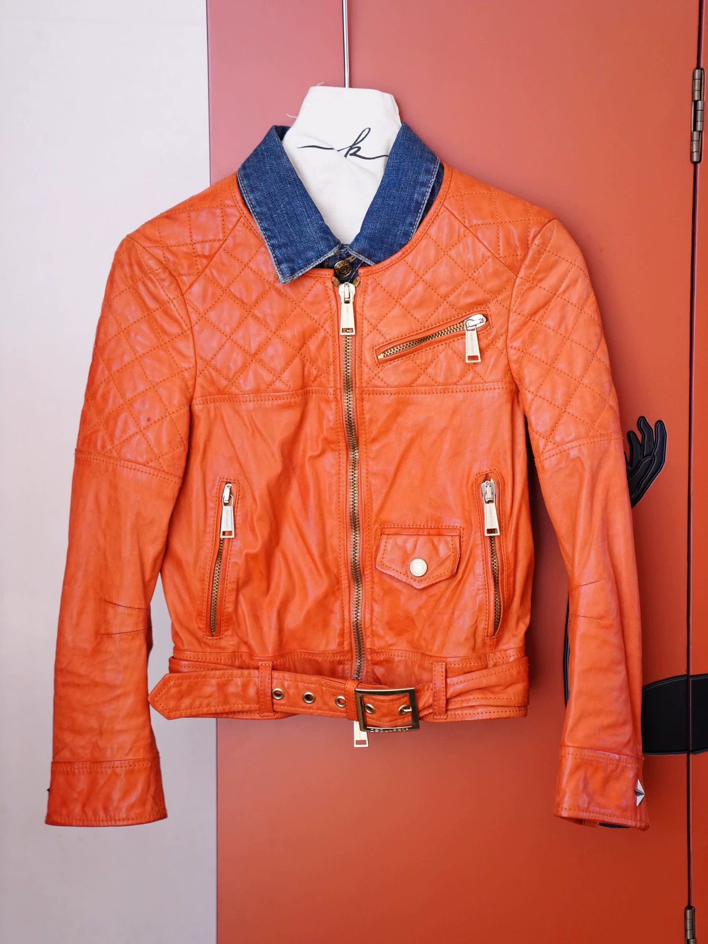 Dsquared2 Dsquared2 Leather Denim Moto Short Jacket S/M Size S / US 4 / IT 40 - 2 Thumbnail