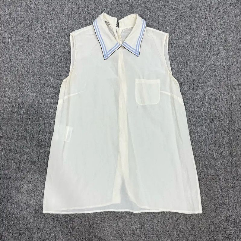 Miu Miu Miu Miu White Cotton Sleeveless Dress 0089 Size M / US 6-8 / IT 42-44 - 1 Thumbnail