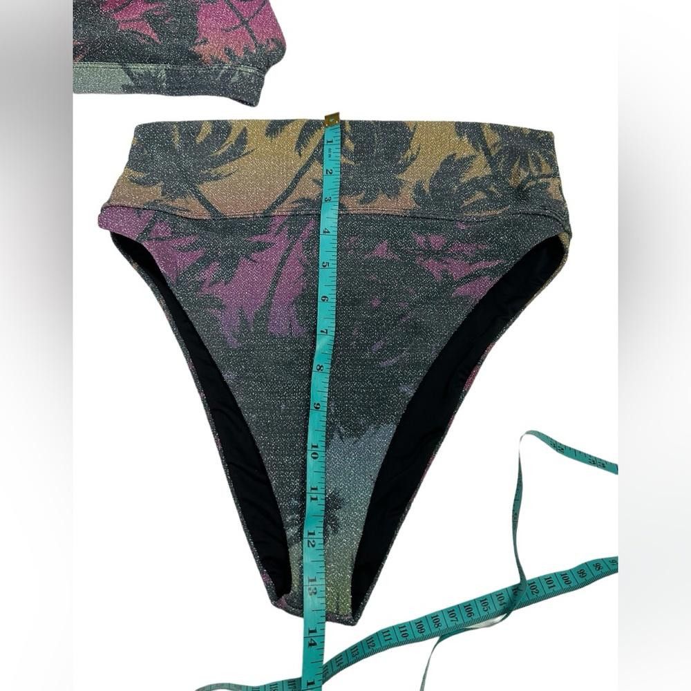 Designer Beach Riot l Rainbow Palm Madness High Waist Bikini M/L Size ONE SIZE - 7 Thumbnail