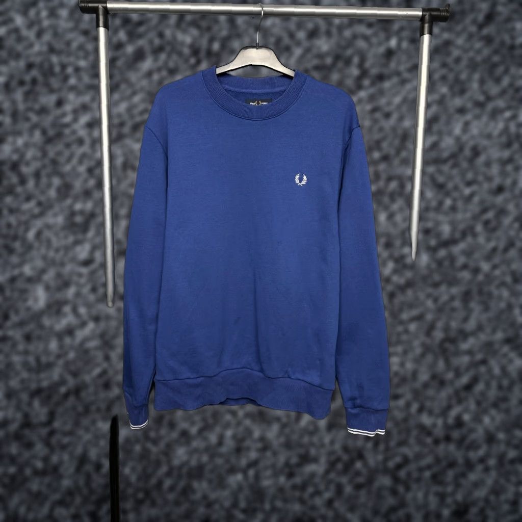 Fred Perry Fred Perry Mens Crew Neck Sweatshirt XL Blue Cotton Logo Sweatshirt Mens Size US XL / EU 56 / 4 - 1 Thumbnail