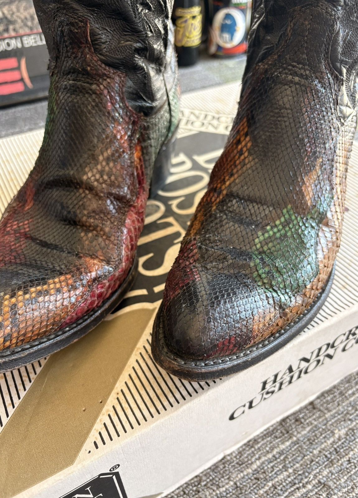 Dan Post 1970s Dan Post “Rainbow Python” Snake Skin Cowboy Boots Size US 9 / EU 42 - 6 Thumbnail