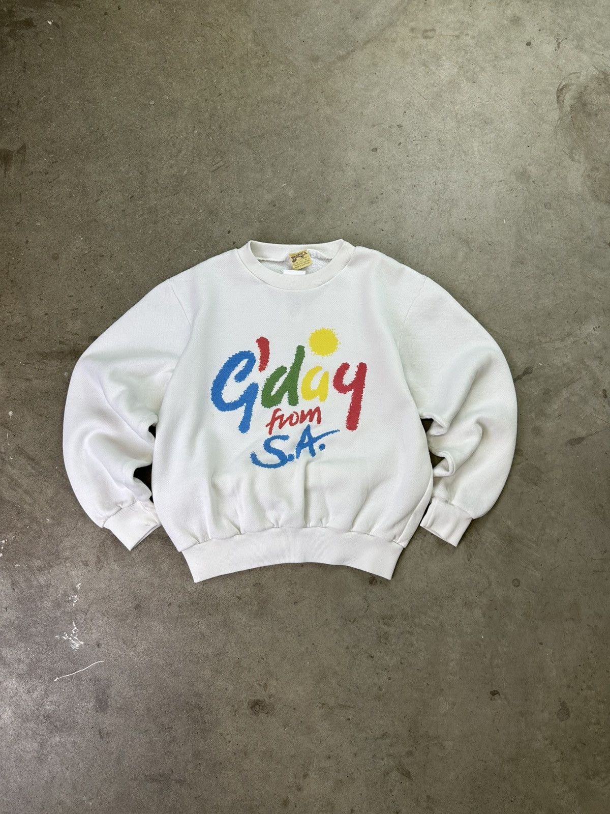 Vintage vintage 90s g'day from south australia crewneck white S Size US S / EU 44-46 / 1 - 1 Thumbnail