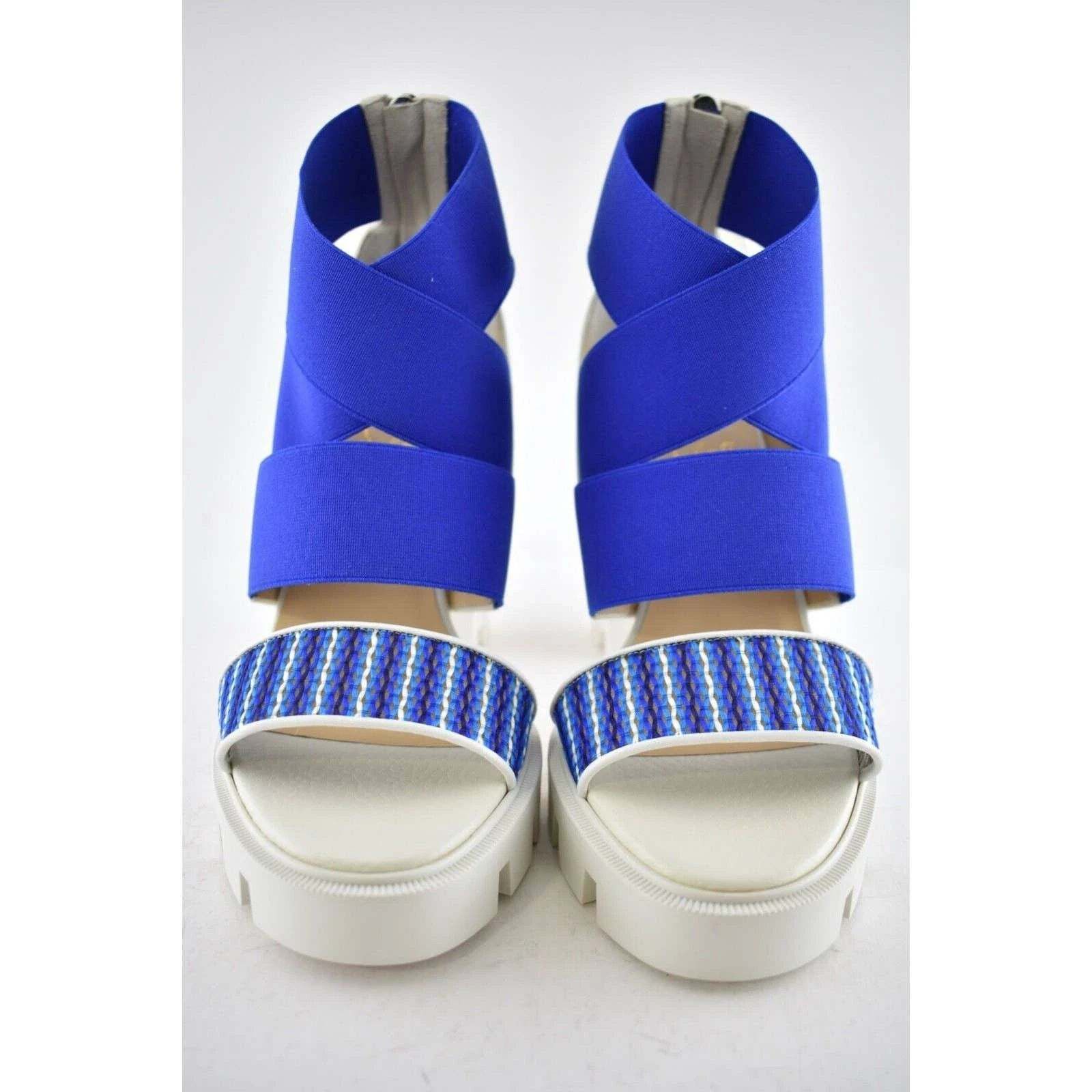 Christian Louboutin Patrouiagoma 100 Blue Strap Sandal Block Heel Pump 40.5 Size US 10.5 / IT 40.5 - 6 Thumbnail