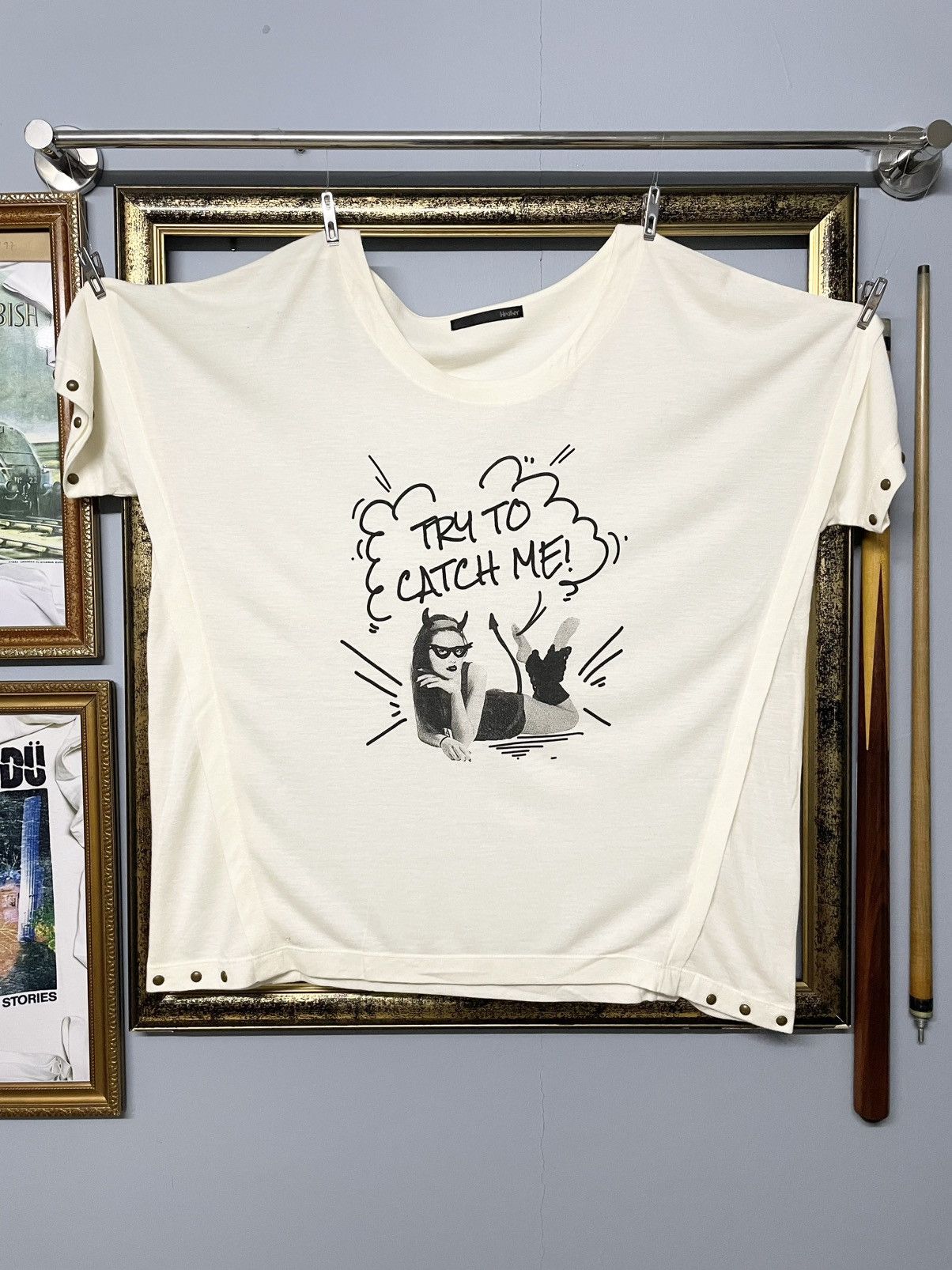 Japanese Brand Vintage 90s Japan Designer Heather Cat woman Punk Girl Tee Size US L / EU 52-54 / 3 - 1 Thumbnail