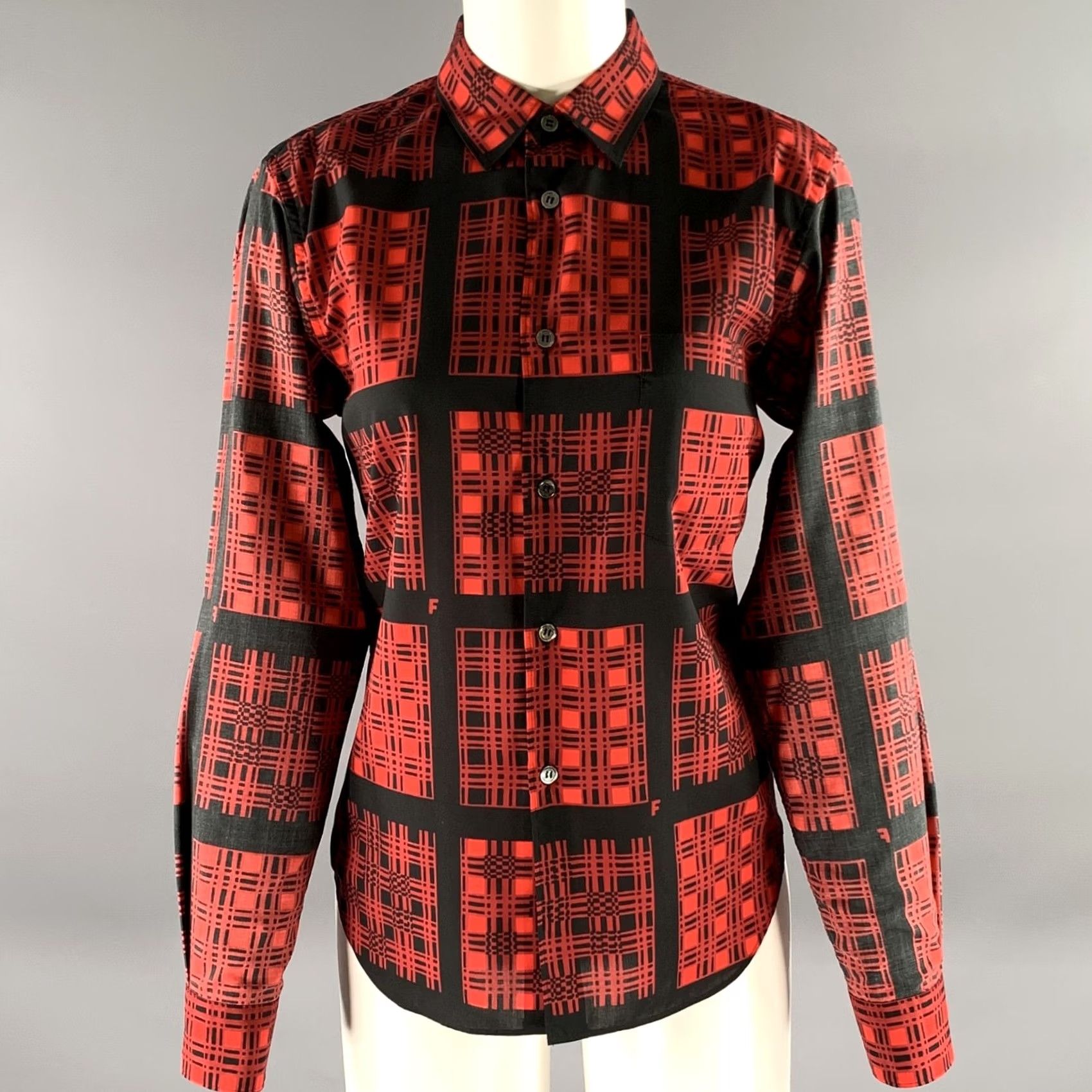 Comme des Garcons Girl COMME des GARCONS Size S Red Black Polyester Plaid Blouse Size S / US 4 / IT 40 - 2 Thumbnail