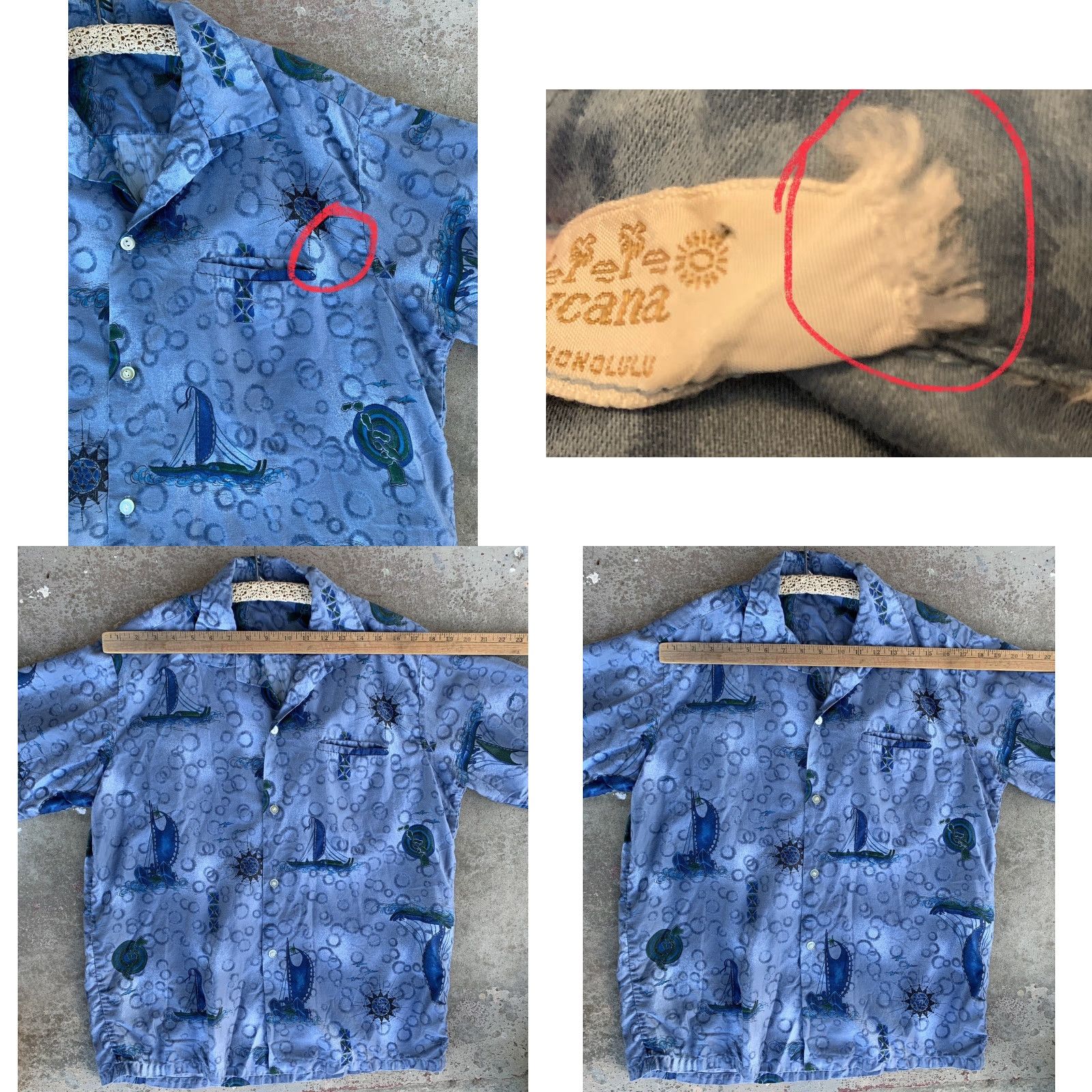 ALOHAS VINTAGE Tropicana Hawaiian Shirt Short Sleeve L Blue Loop Collar Aloha Tiki Made In Honolulu Hawaii Tropicana Look: Sportswear/Beach Size US L / EU 52-54 / 3 - 10 Thumbnail