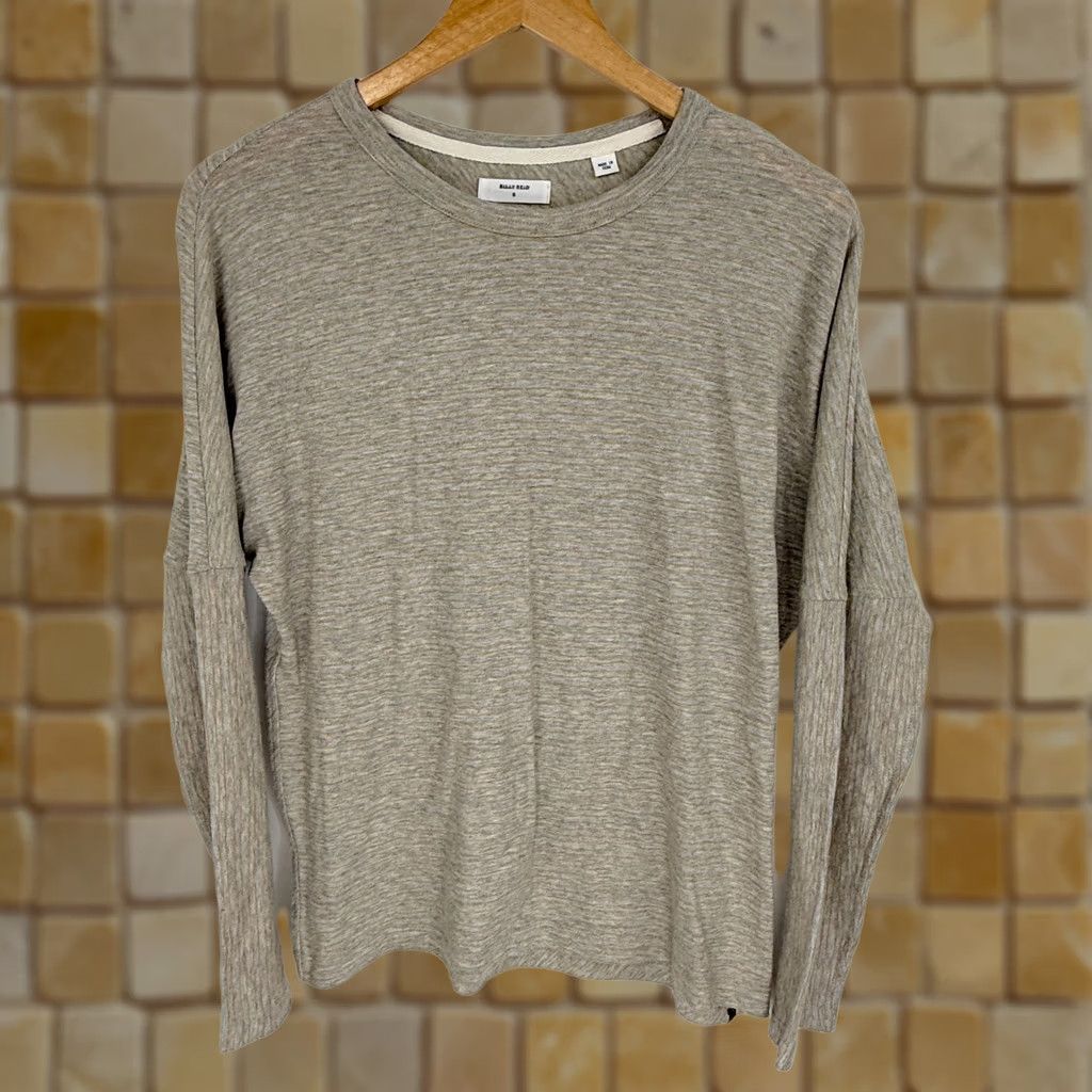 Billy Reid Billy Reid Womens Small Cotton Cashmere Pullover Long Sleeve Striped Knit Crew Neck Sweater Regular Fit Gray 3-Season Vintage? No Size S / US 4 / IT 40 - 1 Thumbnail