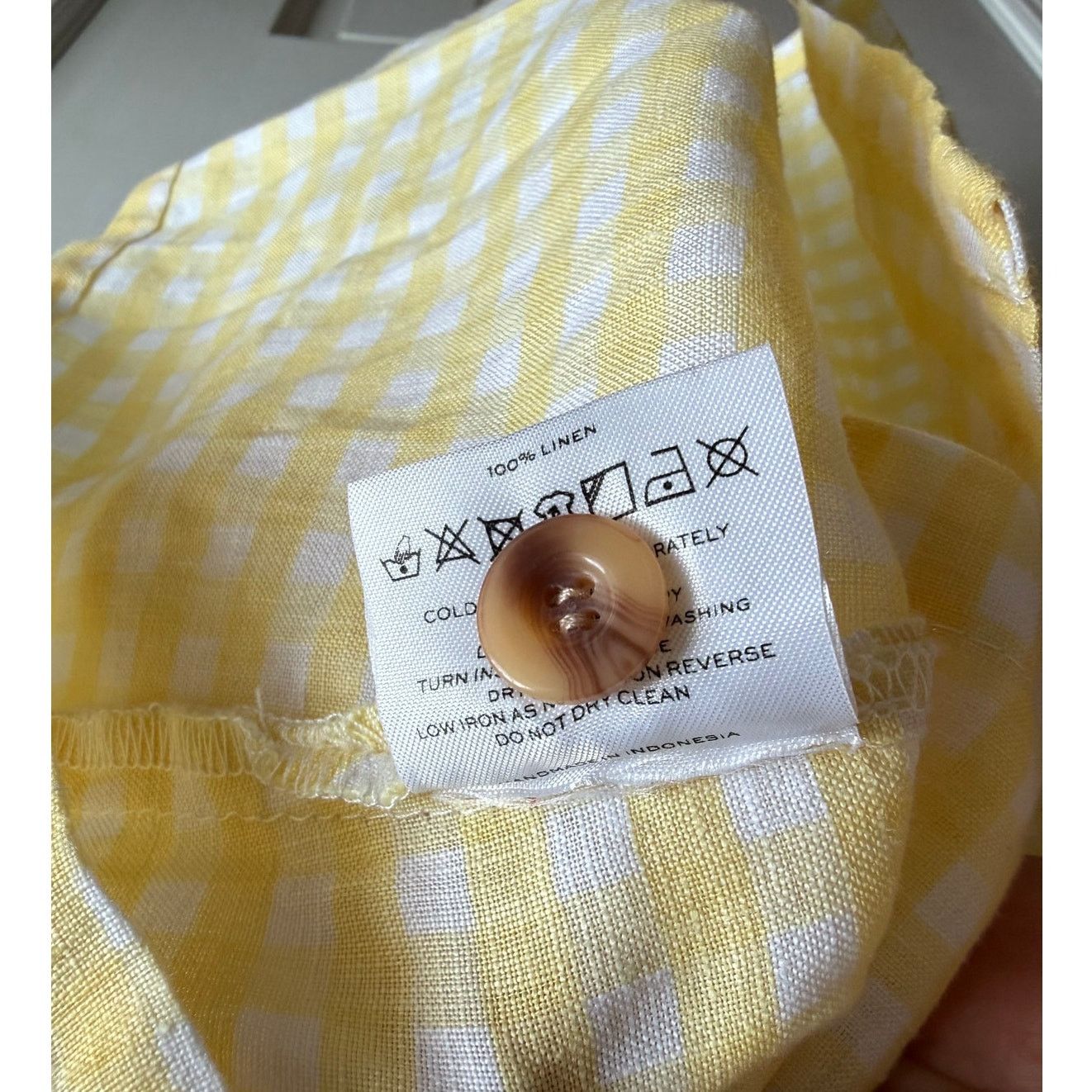 FAITHFULL Faithfull The Brand Mini Dress - Yellow Gingham 100% Linen Size XS / US 0-2 / IT 36-38 - 3 Thumbnail