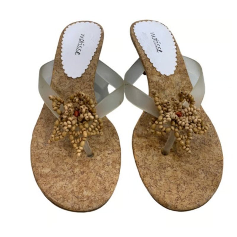 Matisse Matisse Women's Size 9 Sandals Kitten Heel Open Thong Beads Size US 9 / IT 39 - 10 Thumbnail