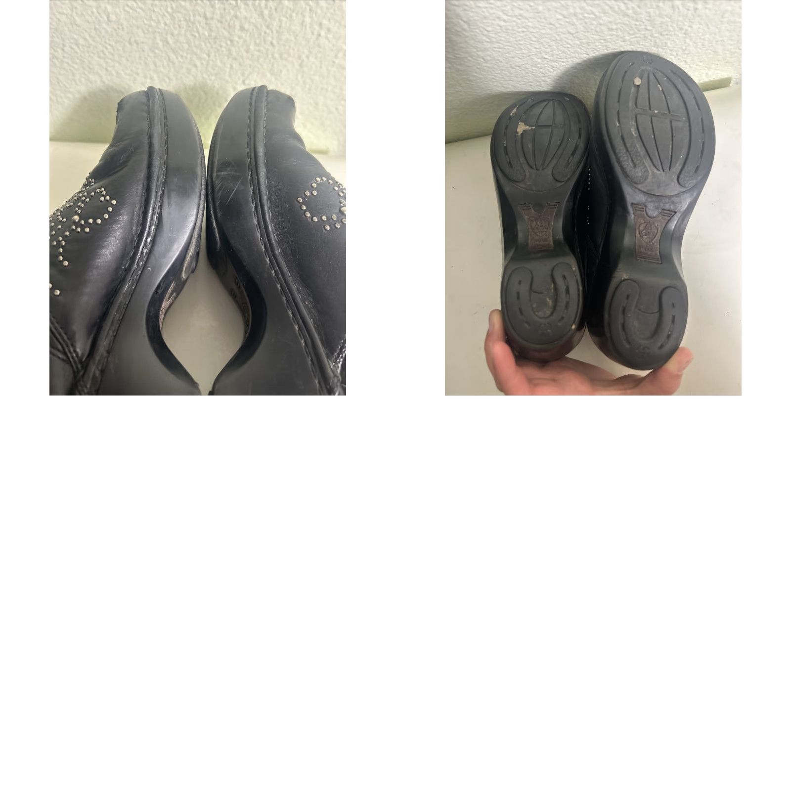 Ariat Ariat Strathmore Clog Women 7.5 Black Leather Western Slip On Mules Studded Wedge Heel Rubber Outsole Casual Workwear Size ONE SIZE - 11 Thumbnail