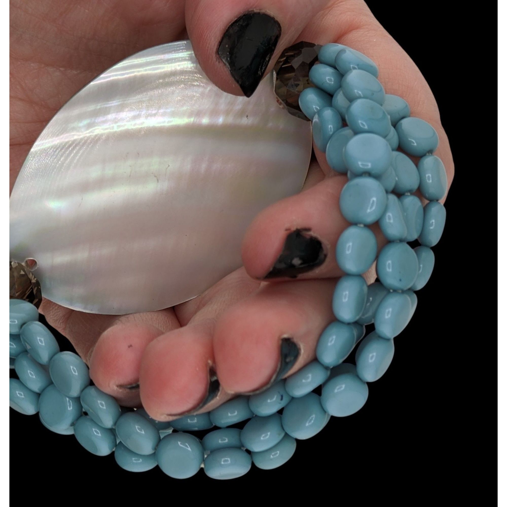 Other Mermaidcore Vintage Abalone Shell Bracelet With Aqua Beads S Size ONE SIZE - 5 Thumbnail