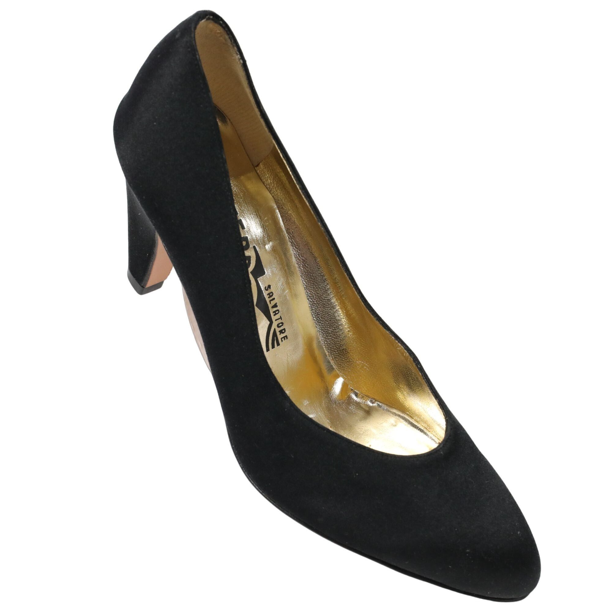 image of New Vintage Salvatore Ferragamo Pumps Heel Shoes Italy Women's 6 in Black
