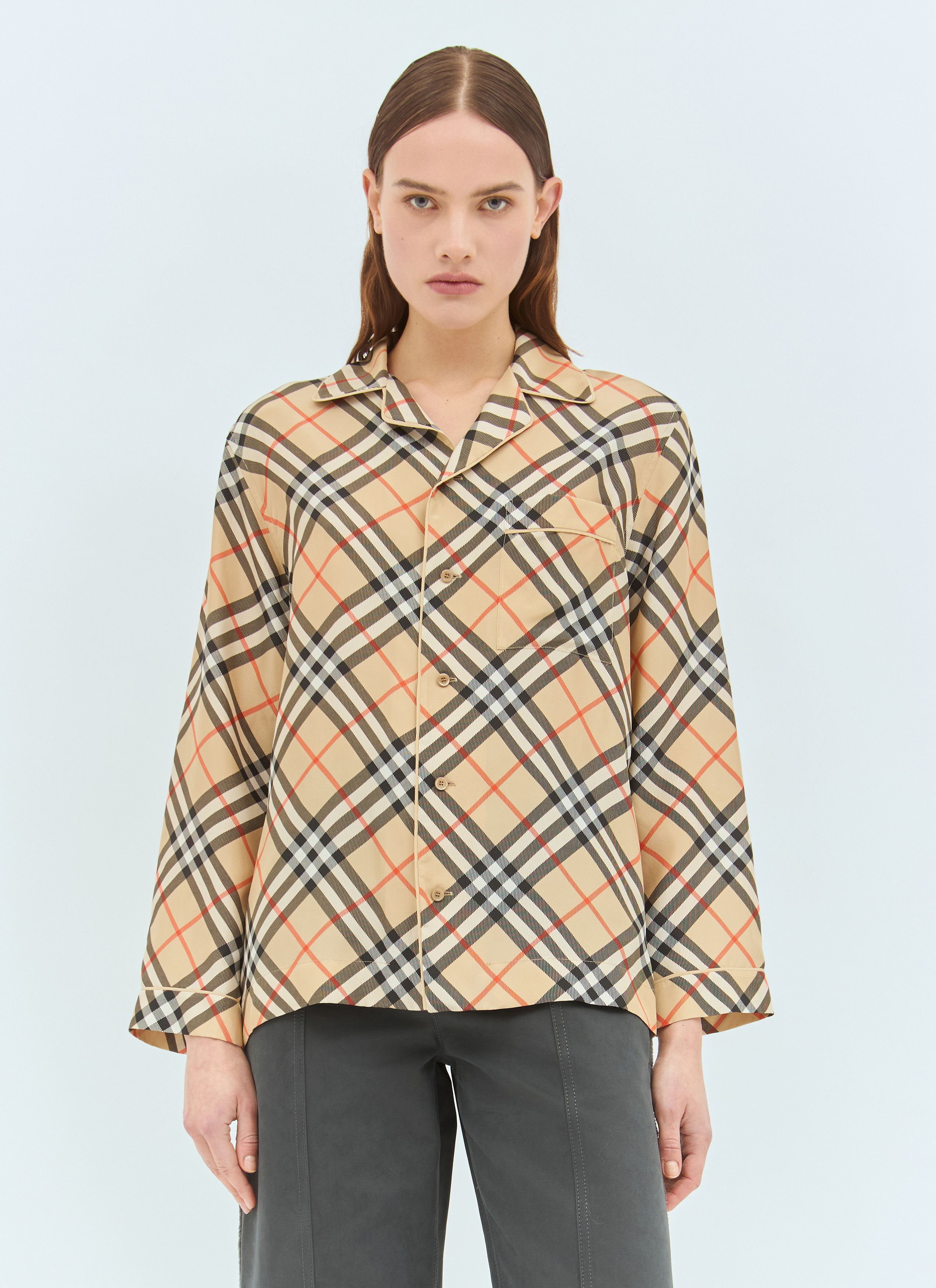 Burberry Check Silk Pyjama Shirt Size S / US 4 / IT 40 - 1 Thumbnail